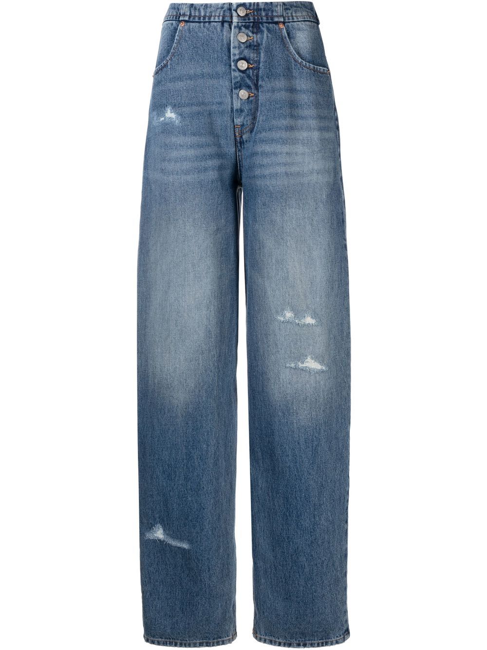 MM6 Maison Margiela 仿旧直筒牛仔裤 - 蓝色