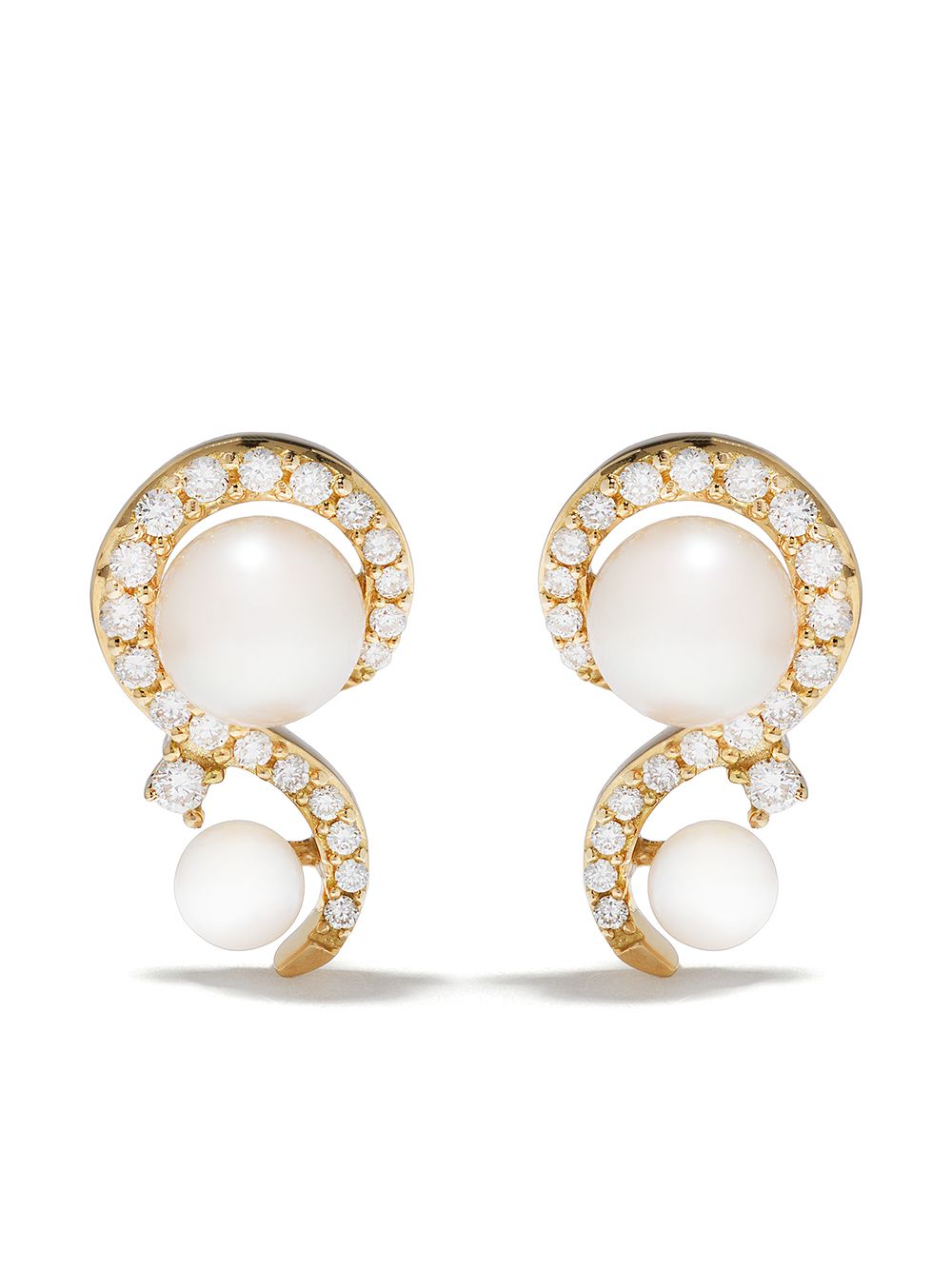 Yoko London Trend 18K黄金钻石珍珠耳钉 - 金色