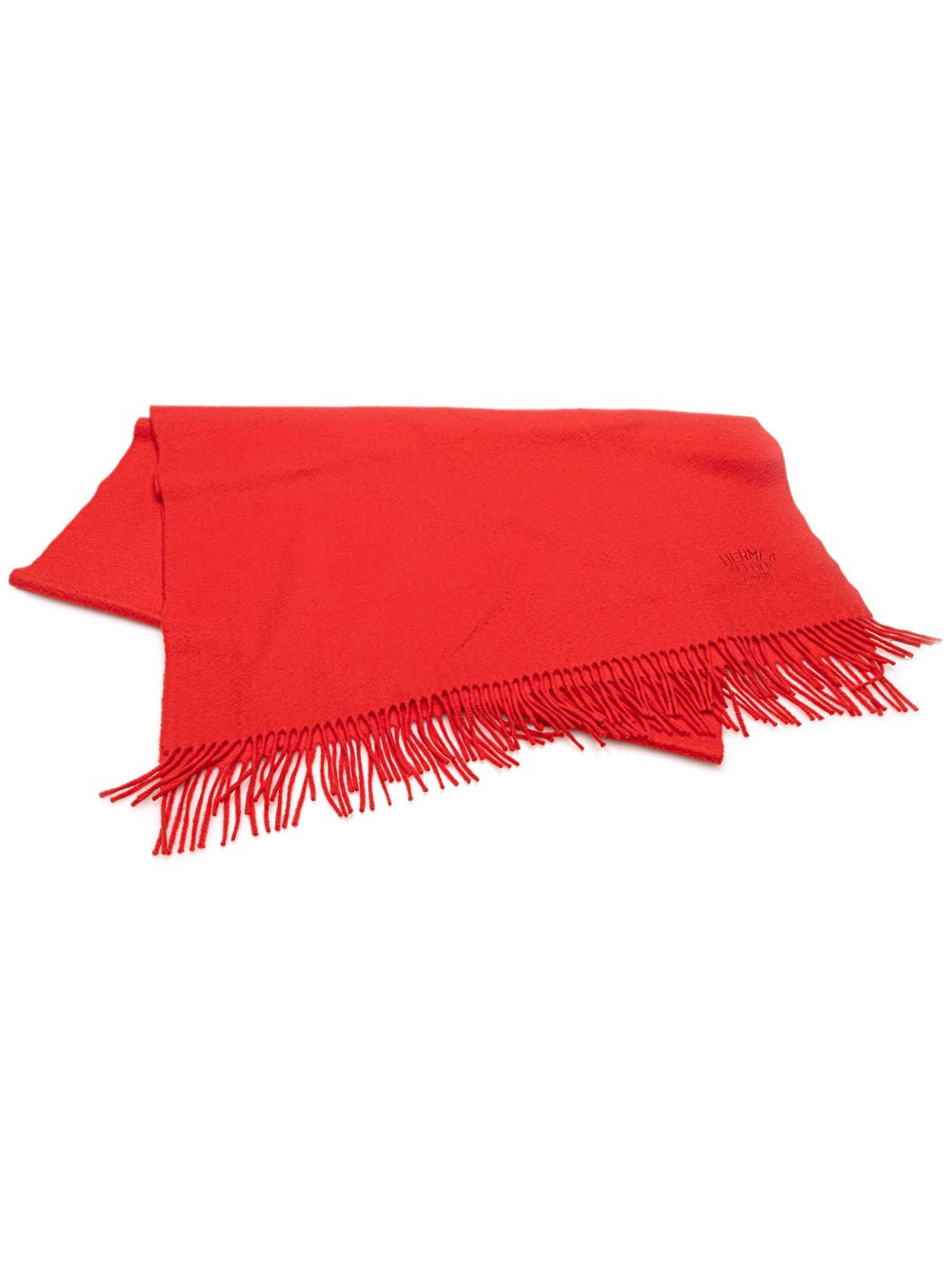 Hermès Pre-Owned Cashmere Fringe Scarf 围巾（2000-2024年典藏款） - 红色