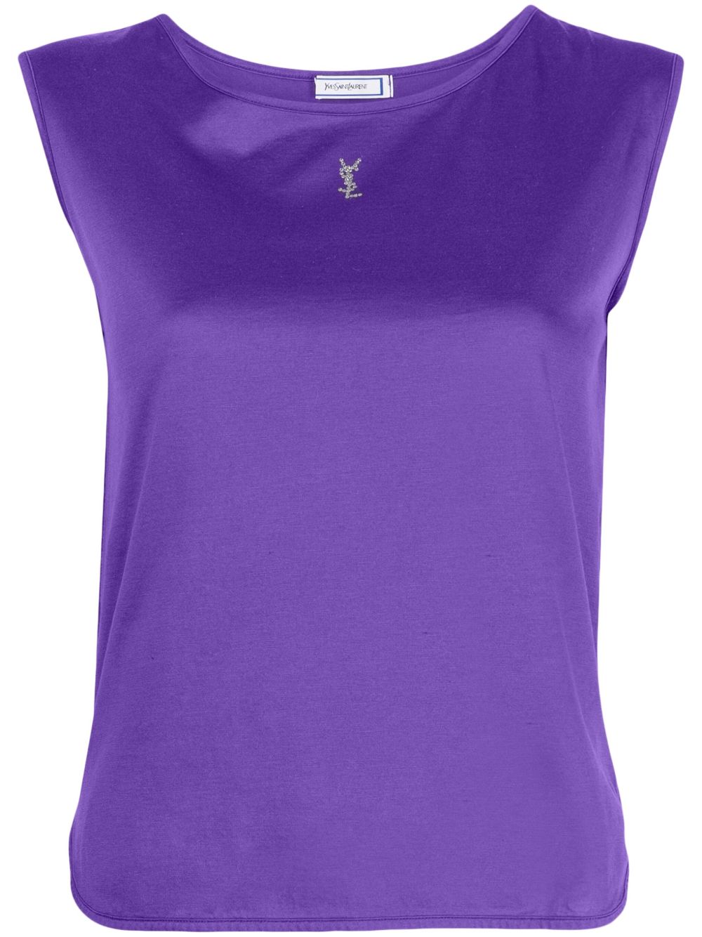 Saint Laurent Pre-Owned logo缀饰棉坦克背心（1990-2000年代典藏款） - 紫色