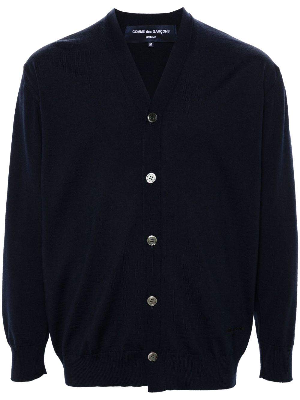 Comme des Garçons Homme logo刺绣羊毛开衫 - 蓝色