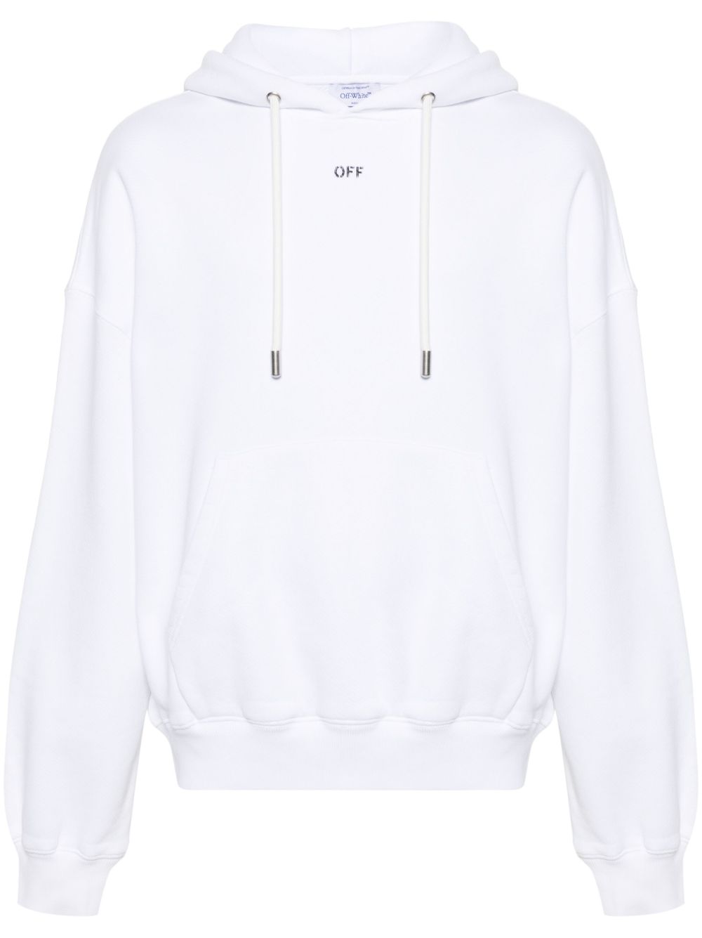 Off-White logo标记棉连帽衫 - 白色
