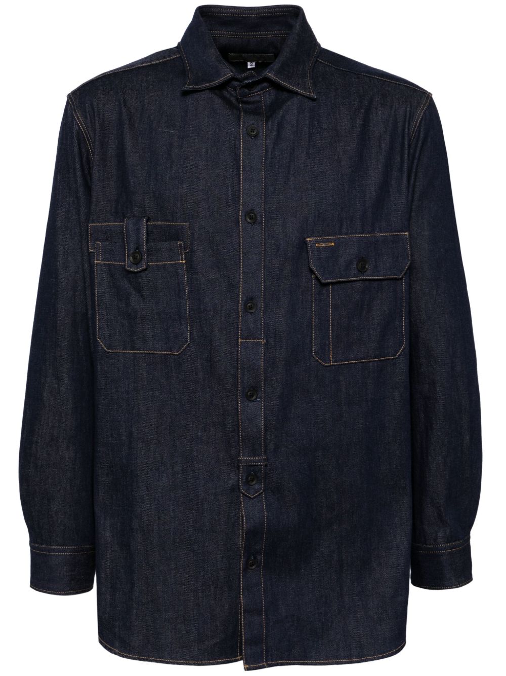 Yohji Yamamoto 盖袋衬衫 - 蓝色