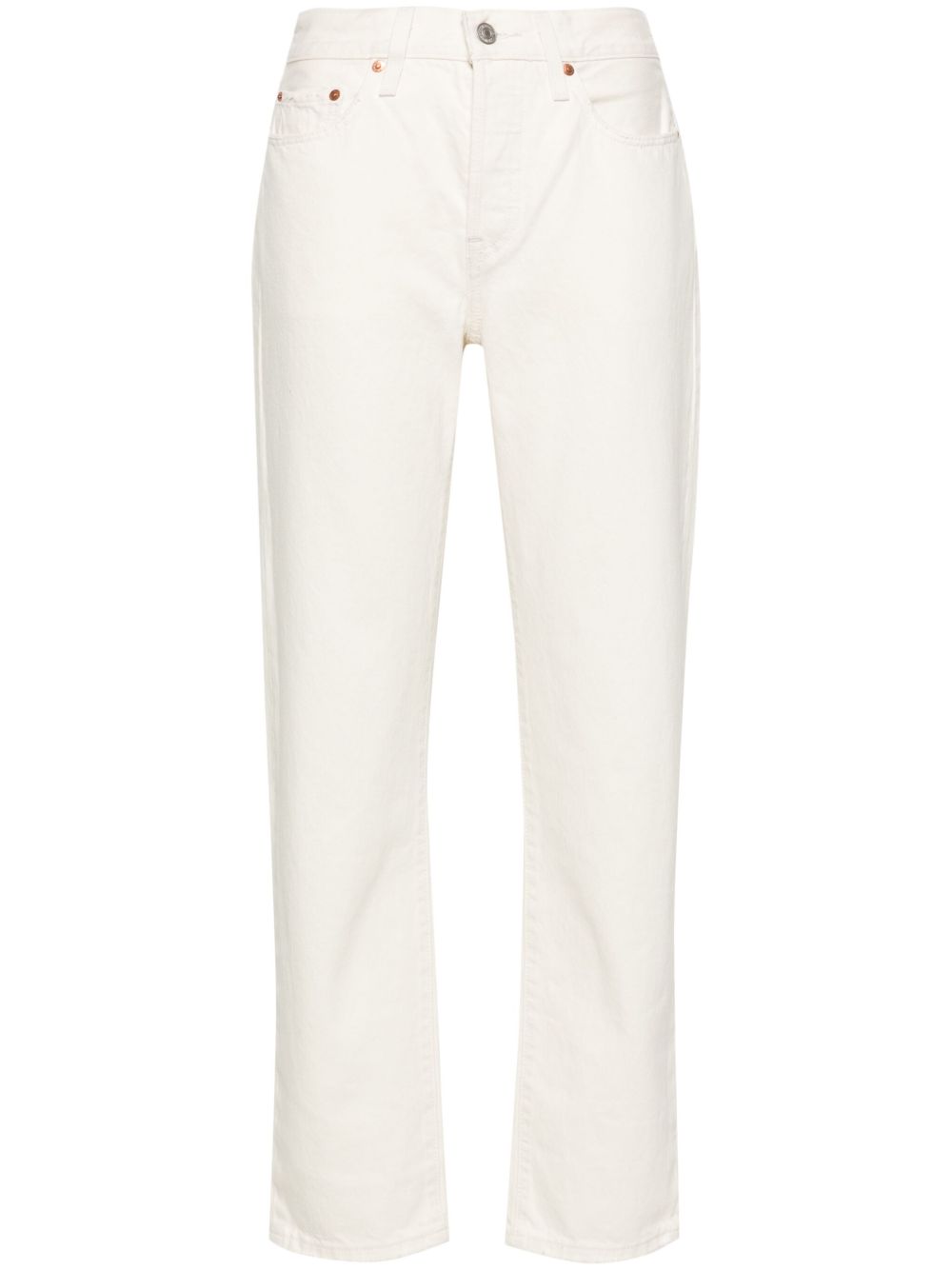 Levi's 501® 高腰露踝牛仔裤 - 白色
