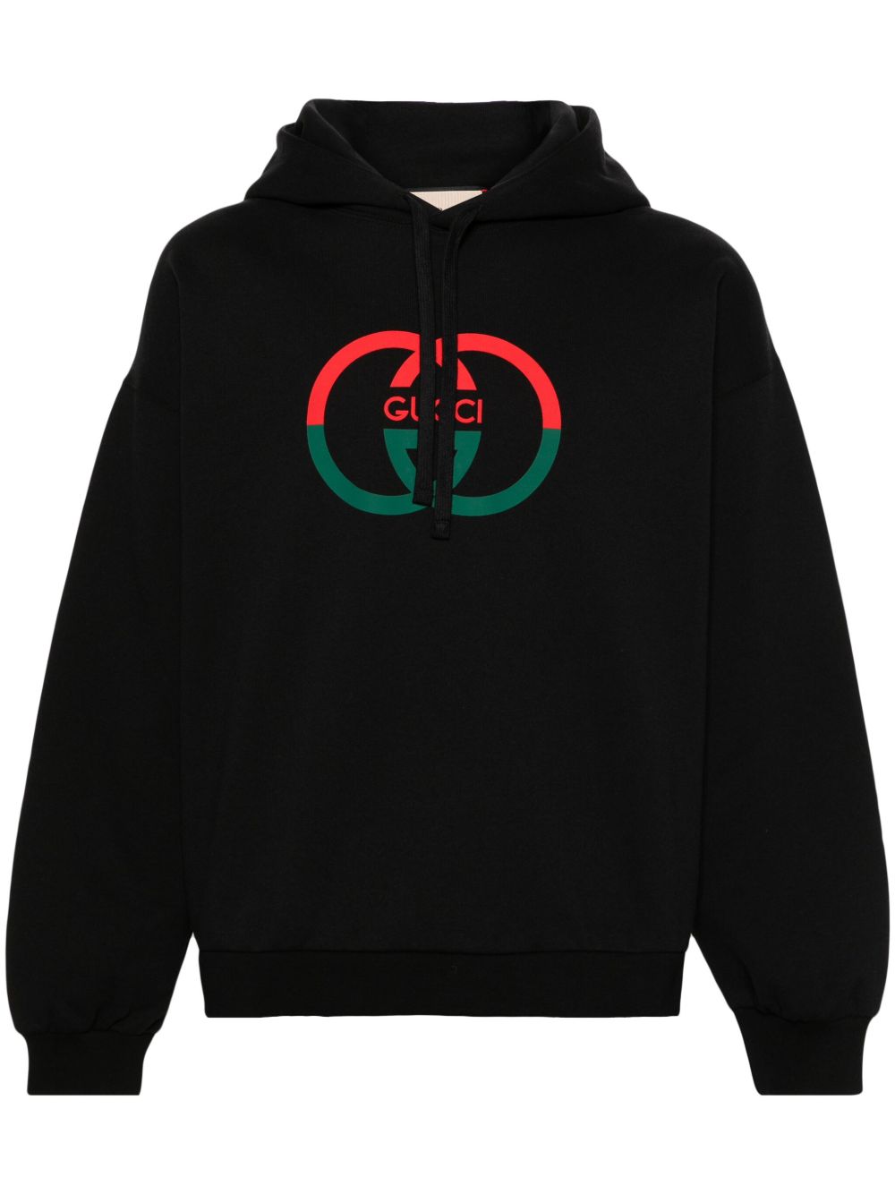Gucci Interlocking G 印花棉连帽衫 - 黑色