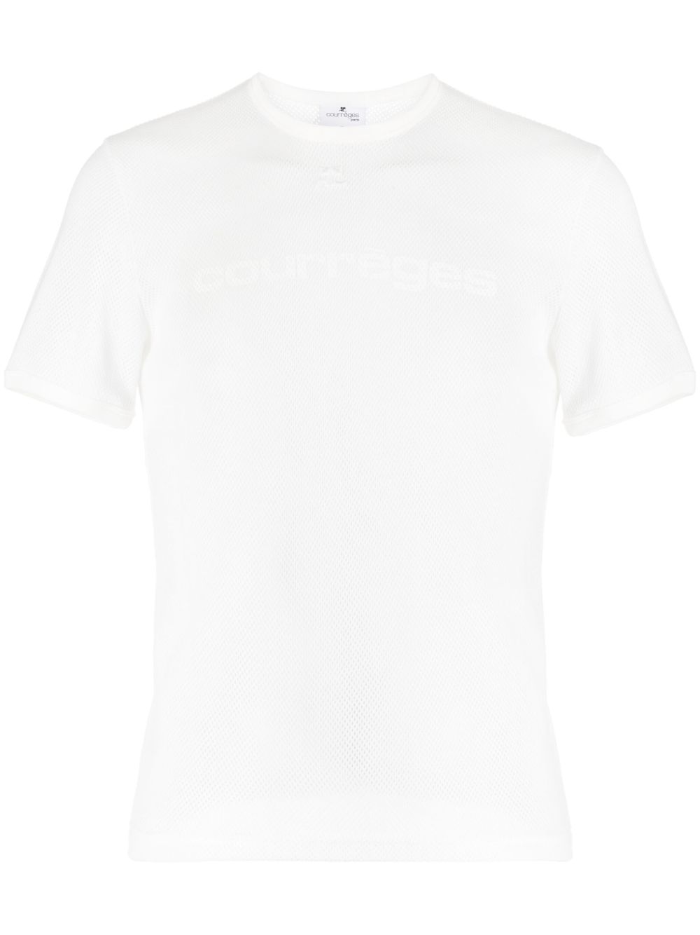 Courrèges logo刺绣穿孔棉T恤 - 白色