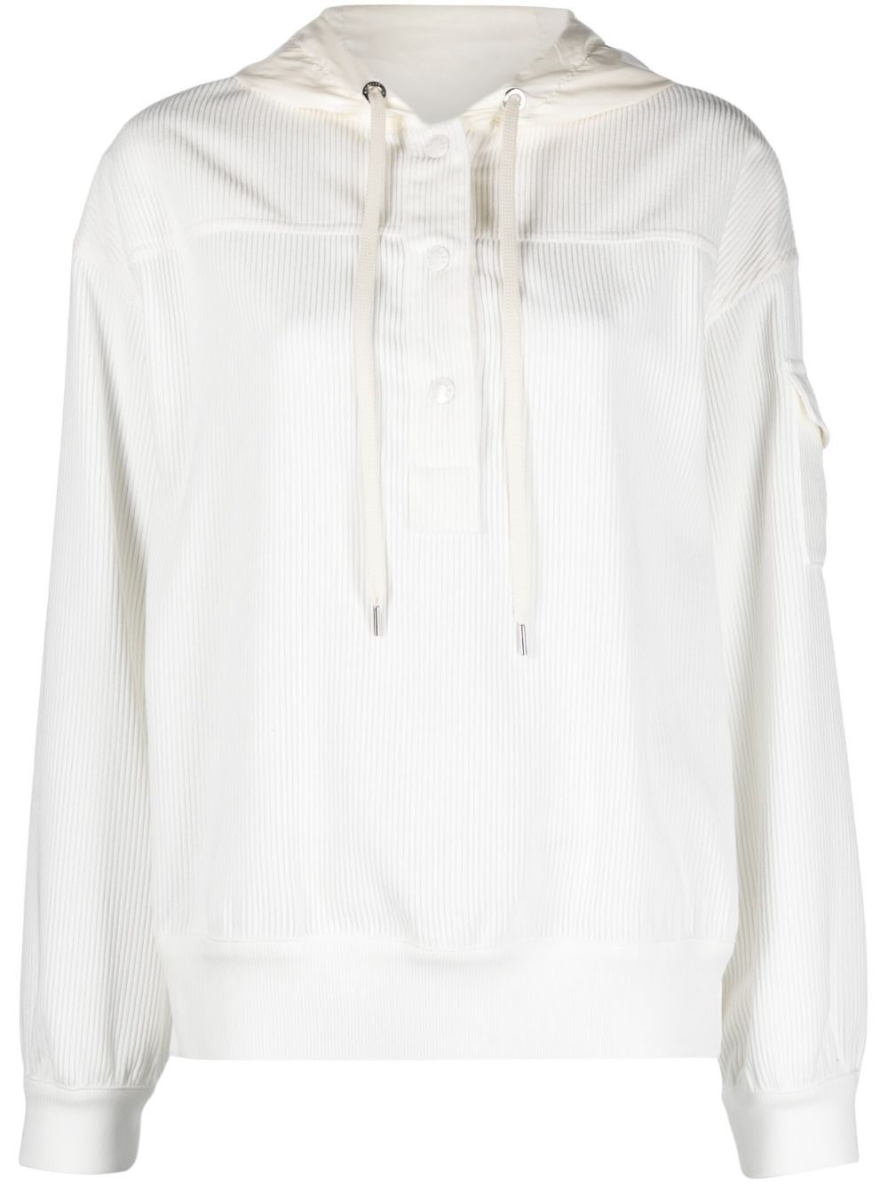 Moncler 抽绳兜帽罗纹连帽衫 - 白色