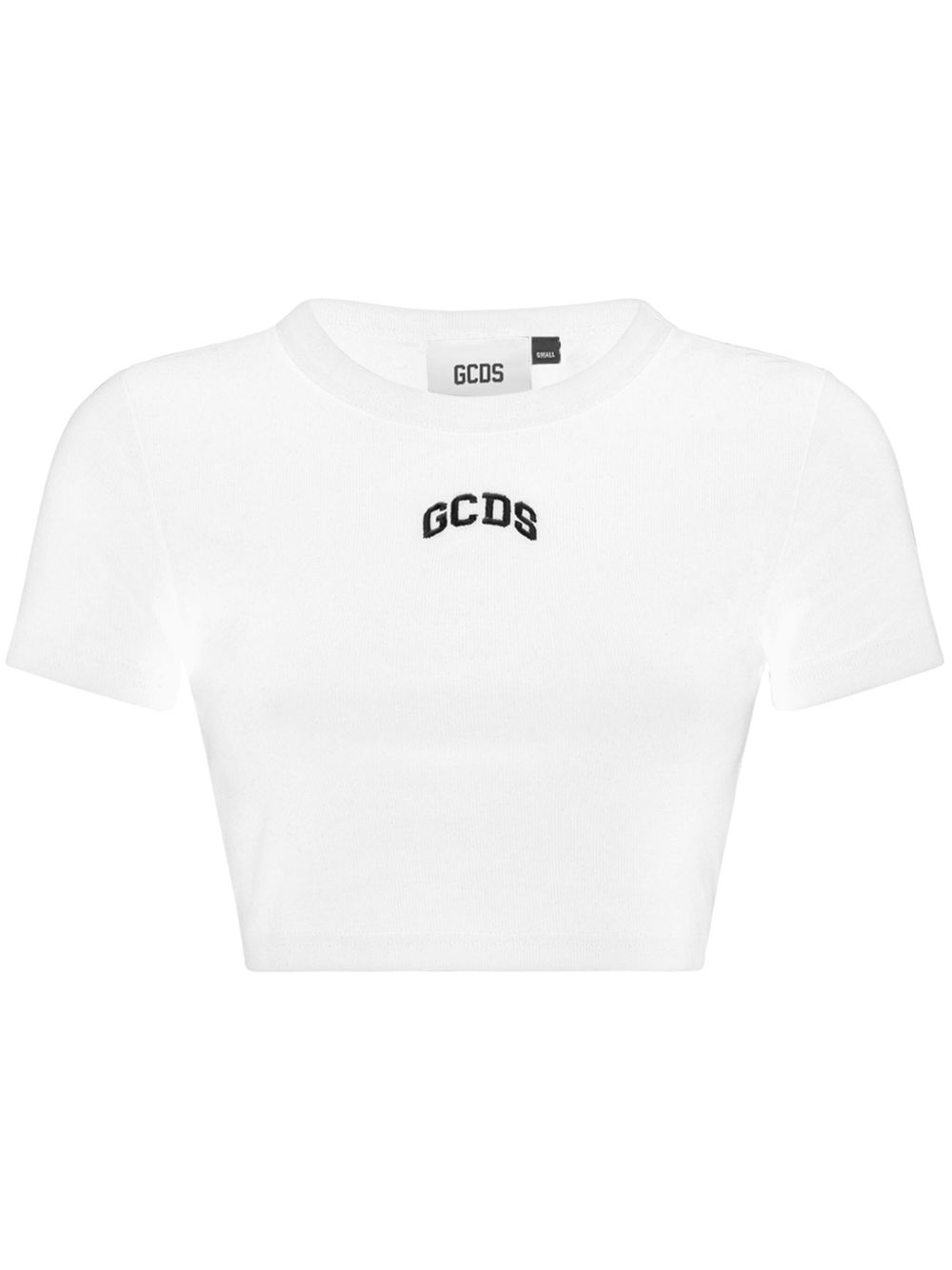 GCDS logo刺绣短款T恤 - 白色