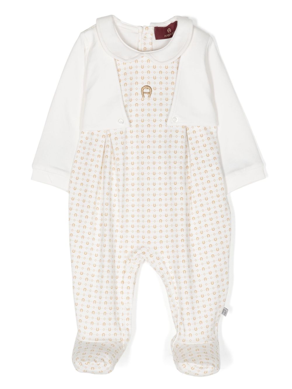 Aigner Kids 经典logo印花棉连体衣 - 中性色