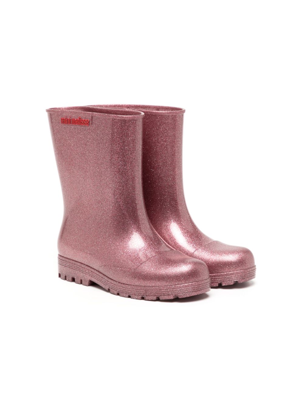 Mini Melissa logo细节浮雕雨靴 - 粉色