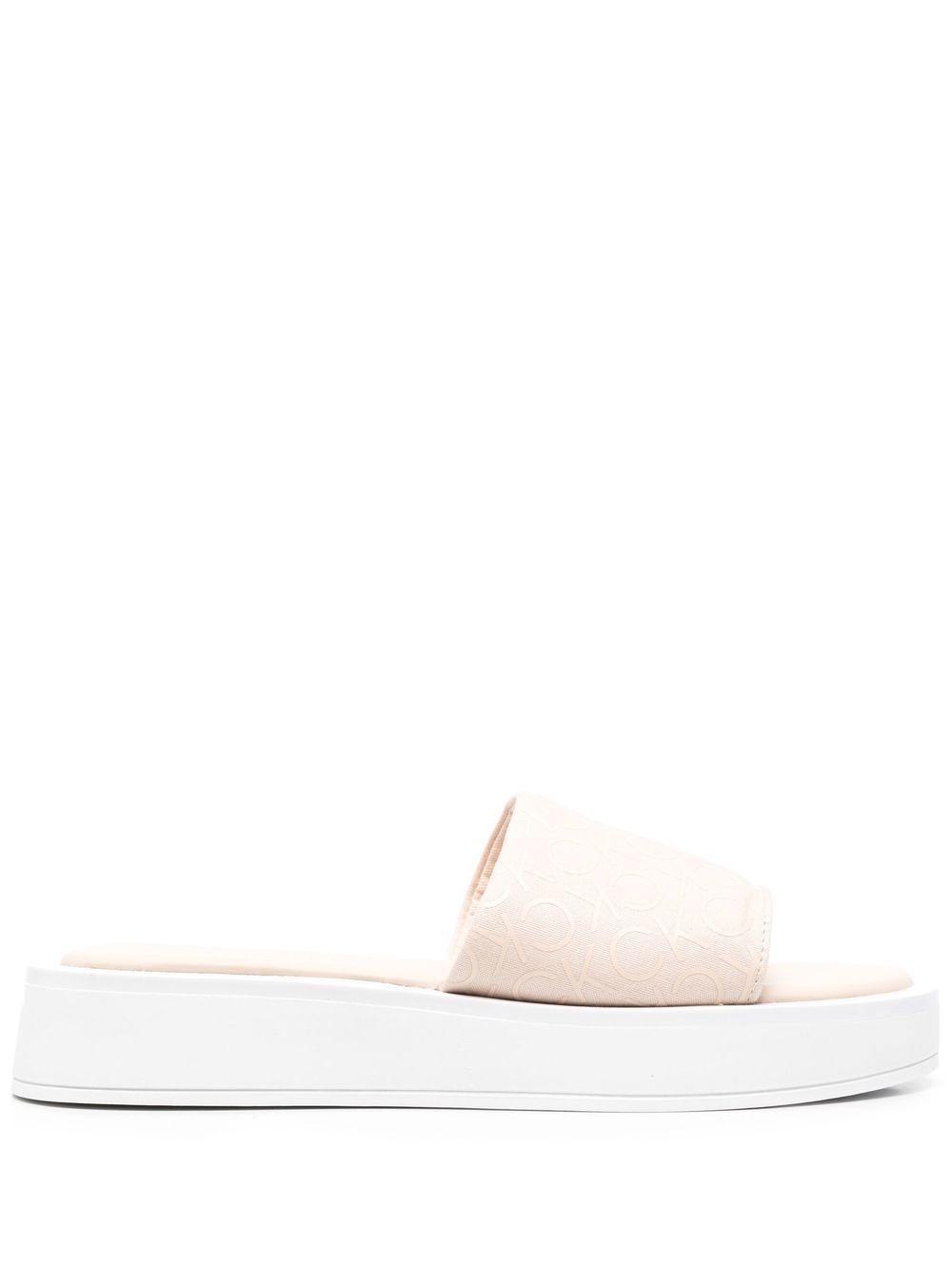 Calvin Klein 经典logo浅口厚底拖鞋 - 中性色