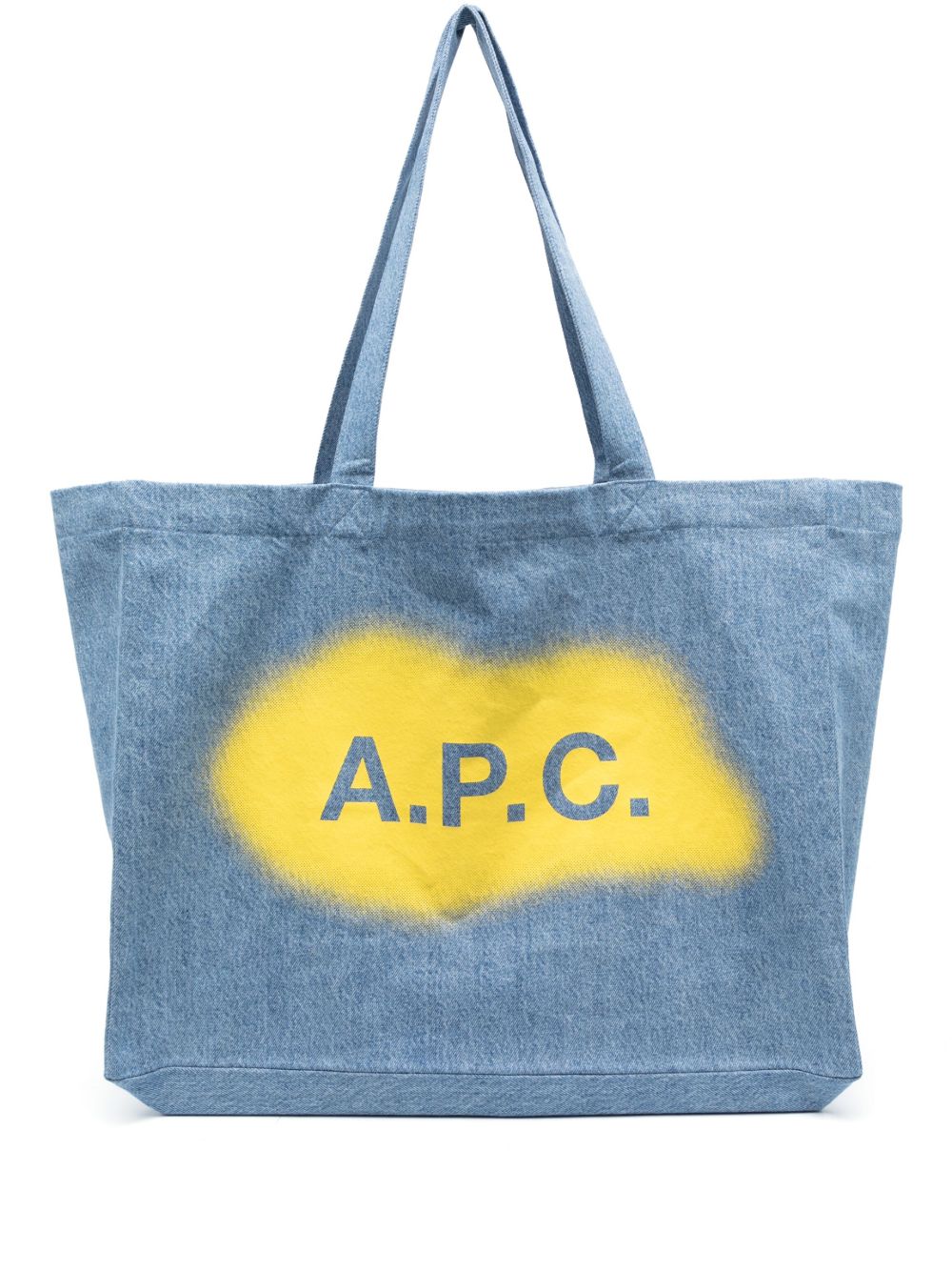 A.P.C. logo印花棉手提包 - 蓝色