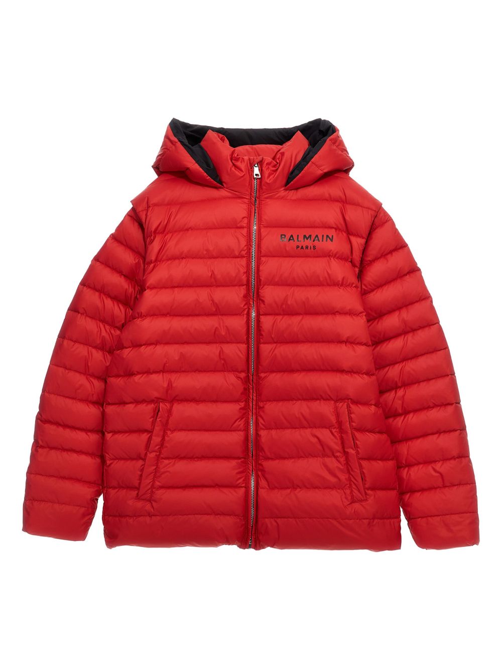 Balmain Kids logo印花蓬松夹克 - 红色