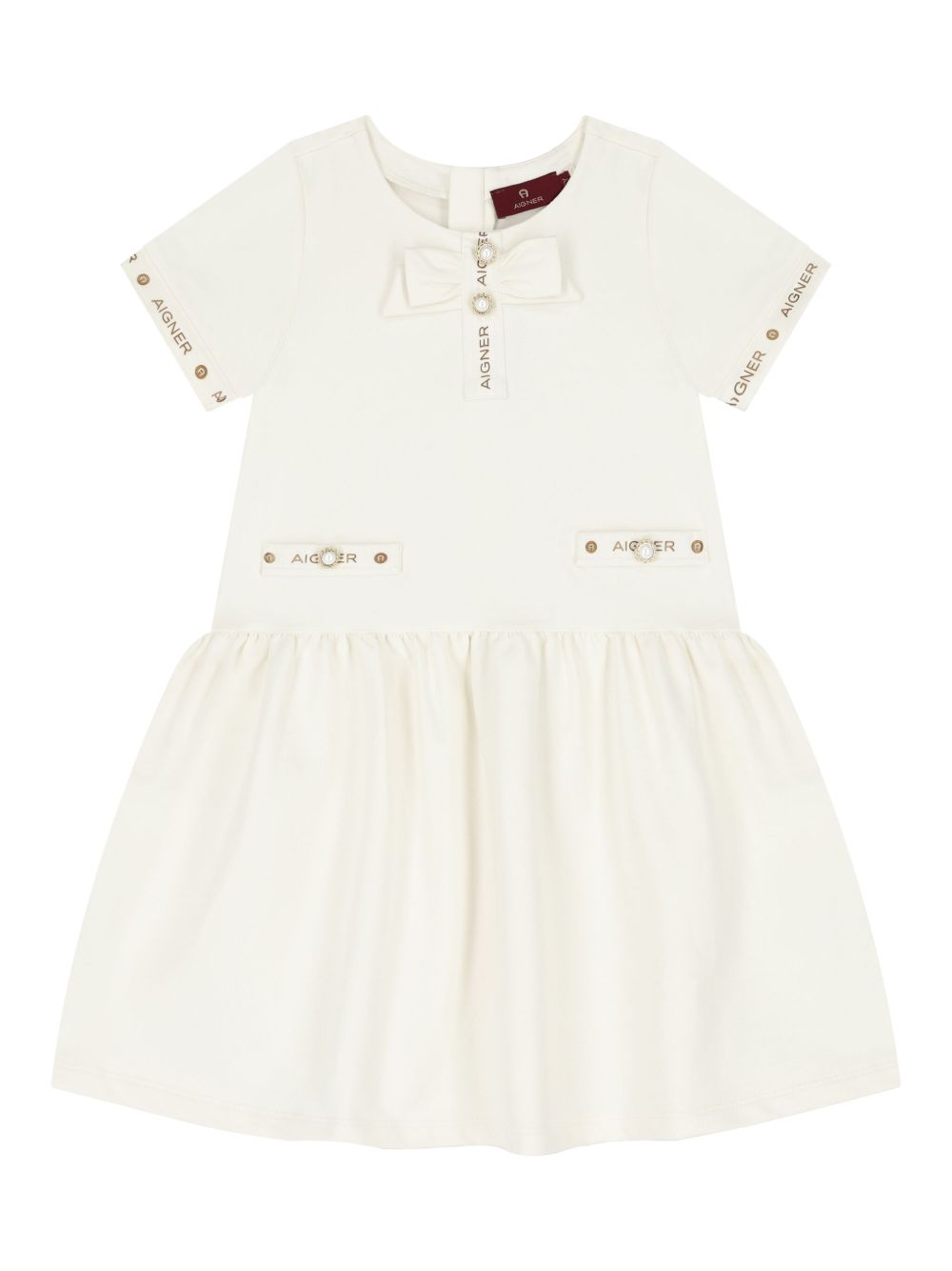 Aigner Kids logo印花珠饰连衣裙 - 中性色
