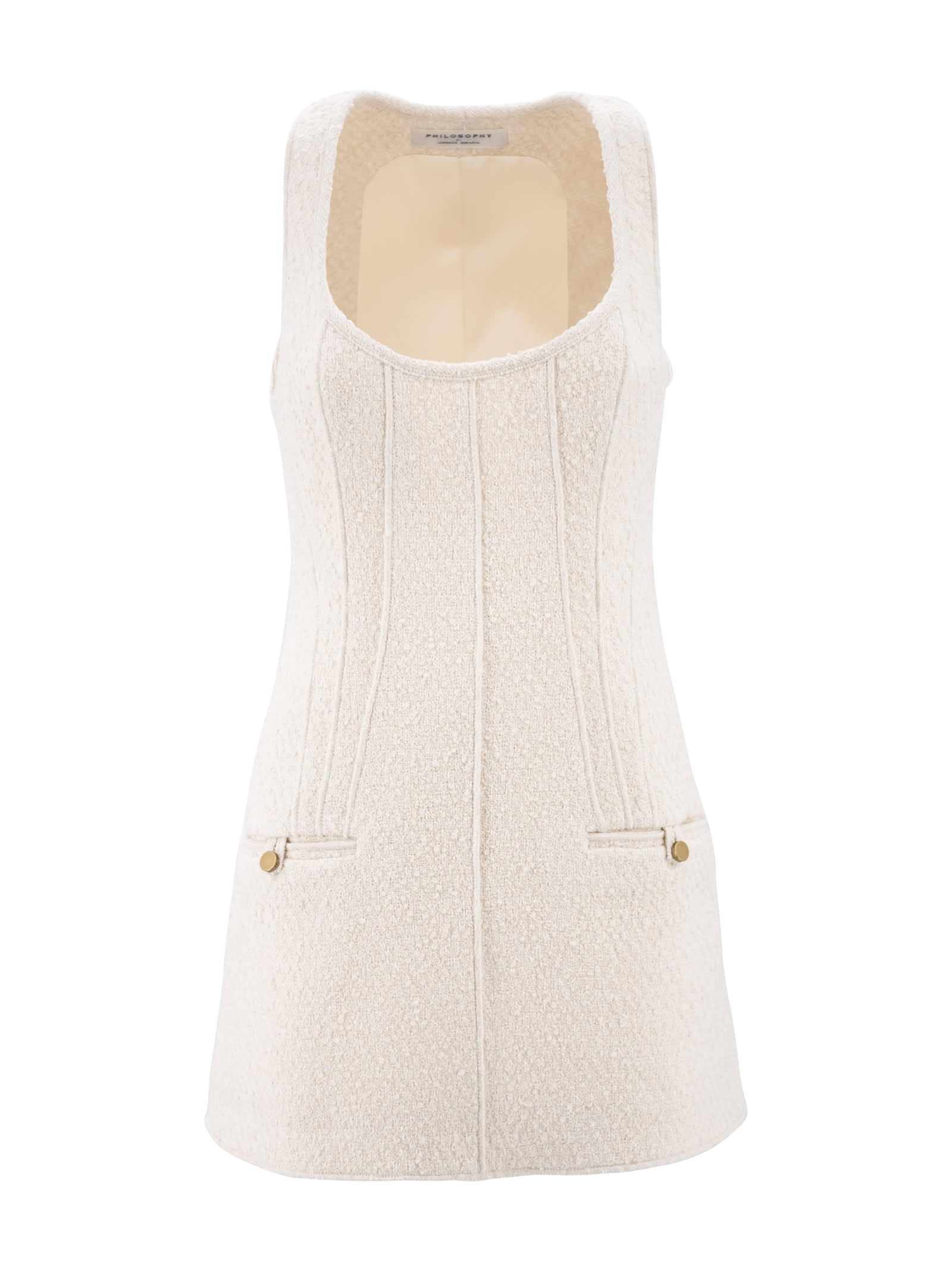 Philosophy di Lorenzo Serafini Ivory Tweed Mini Dress