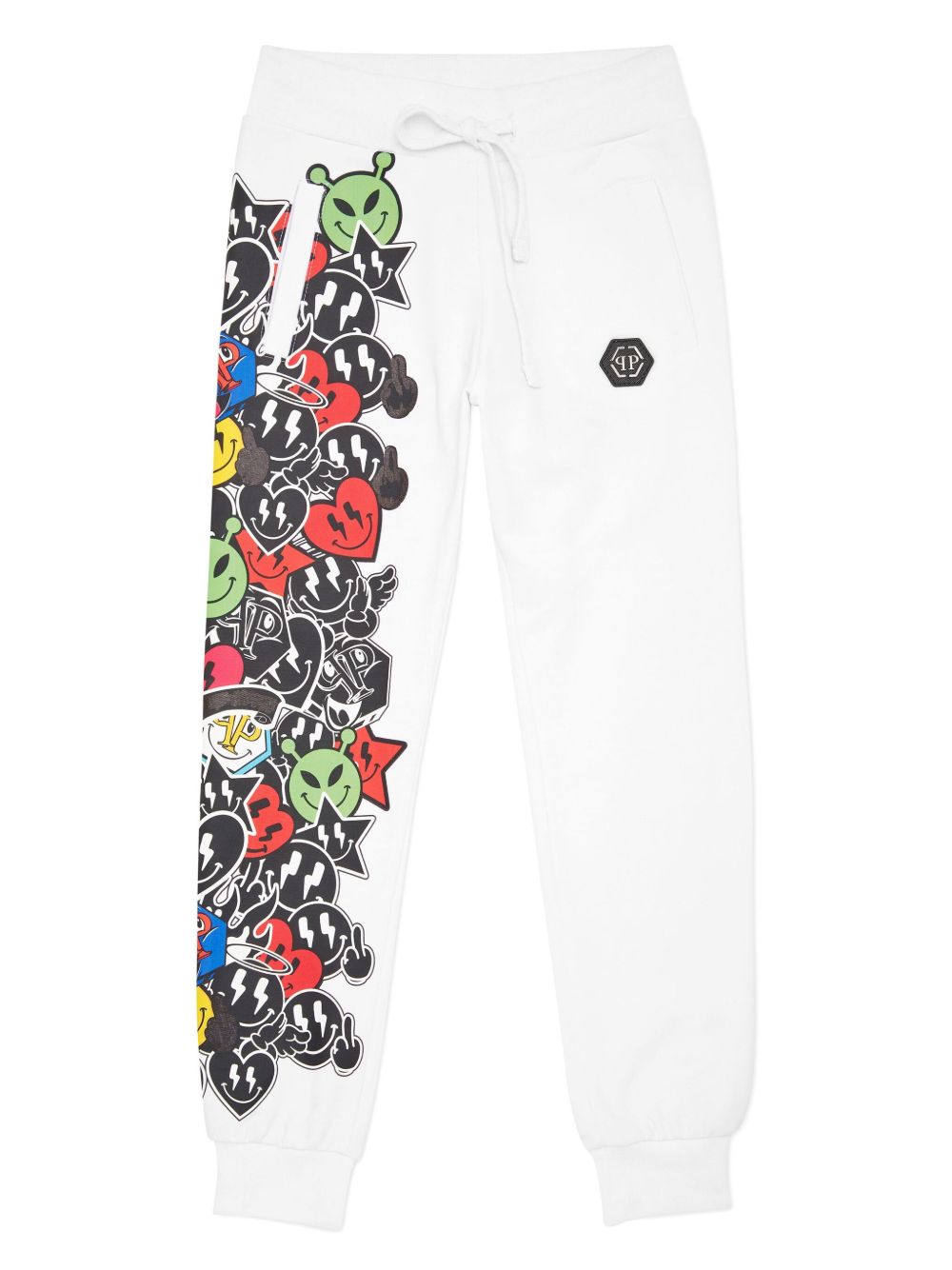 Philipp Plein Junior 微笑印花运动裤 - 白色
