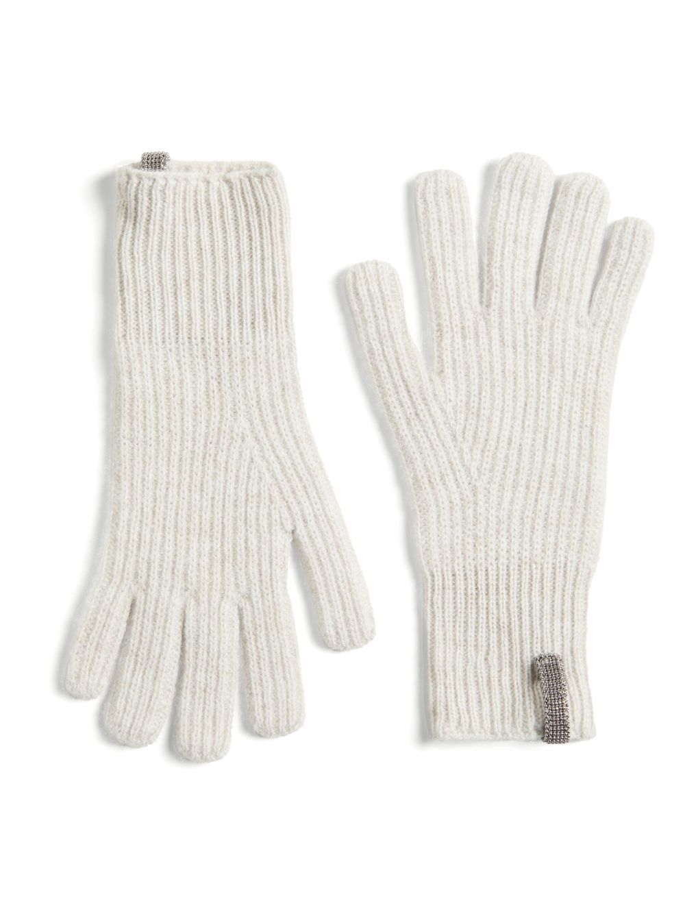 Brunello Cucinelli Kids Monili 珠饰细节羊绒手套 - 中性色