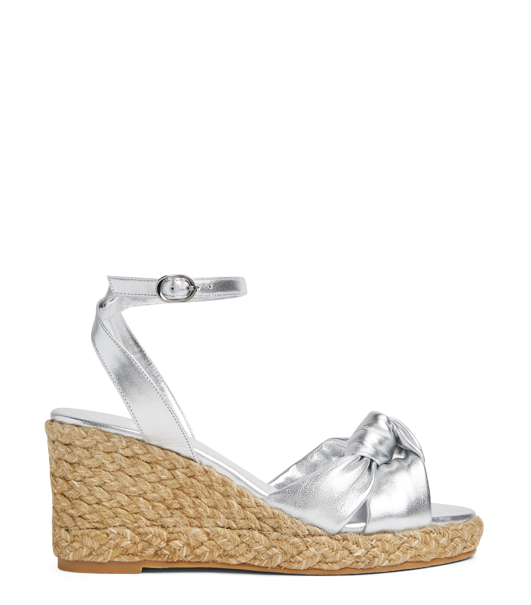Stuart Weitzman Playa Espadrille Knot Wedge - Woman Wedges Silver 37