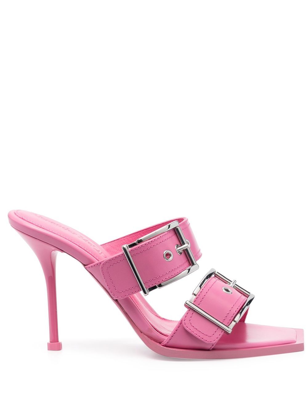Alexander McQueen 搭扣皮质高跟凉鞋（10厘米） - 粉色