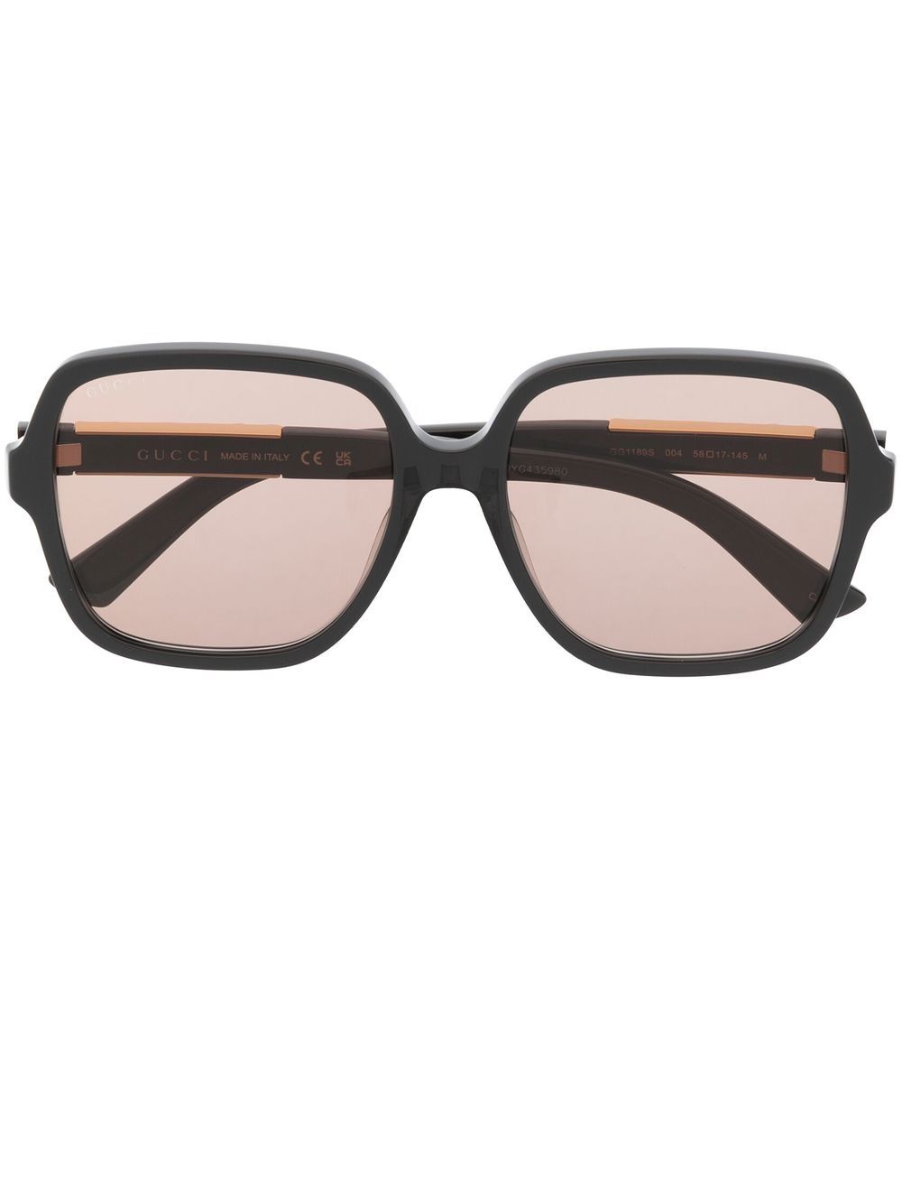 Gucci Eyewear 古驰 logo标牌超大框太阳眼镜 - 灰色