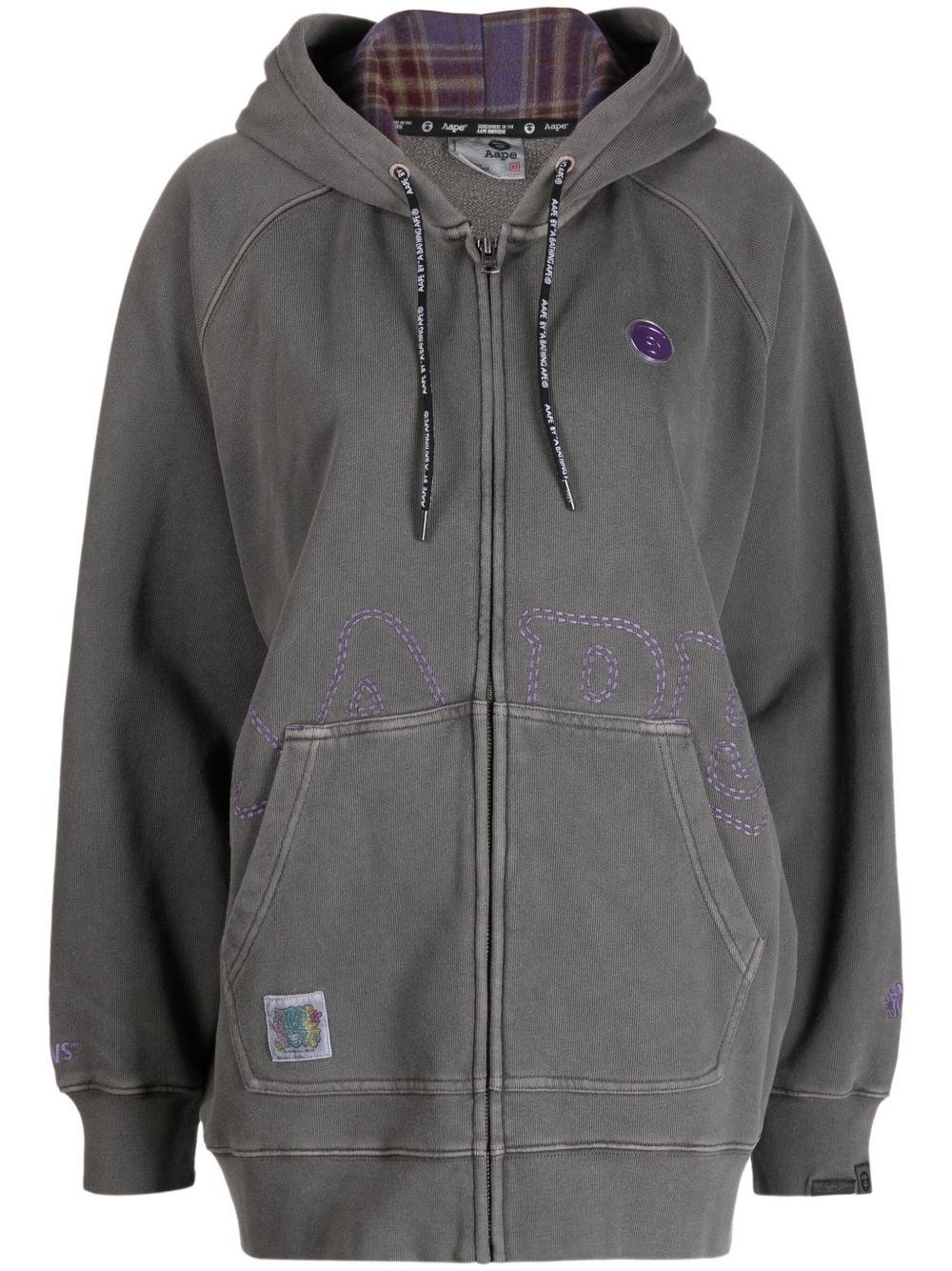 AAPE BY *A BATHING APE® 标贴棉连帽衫 - 灰色