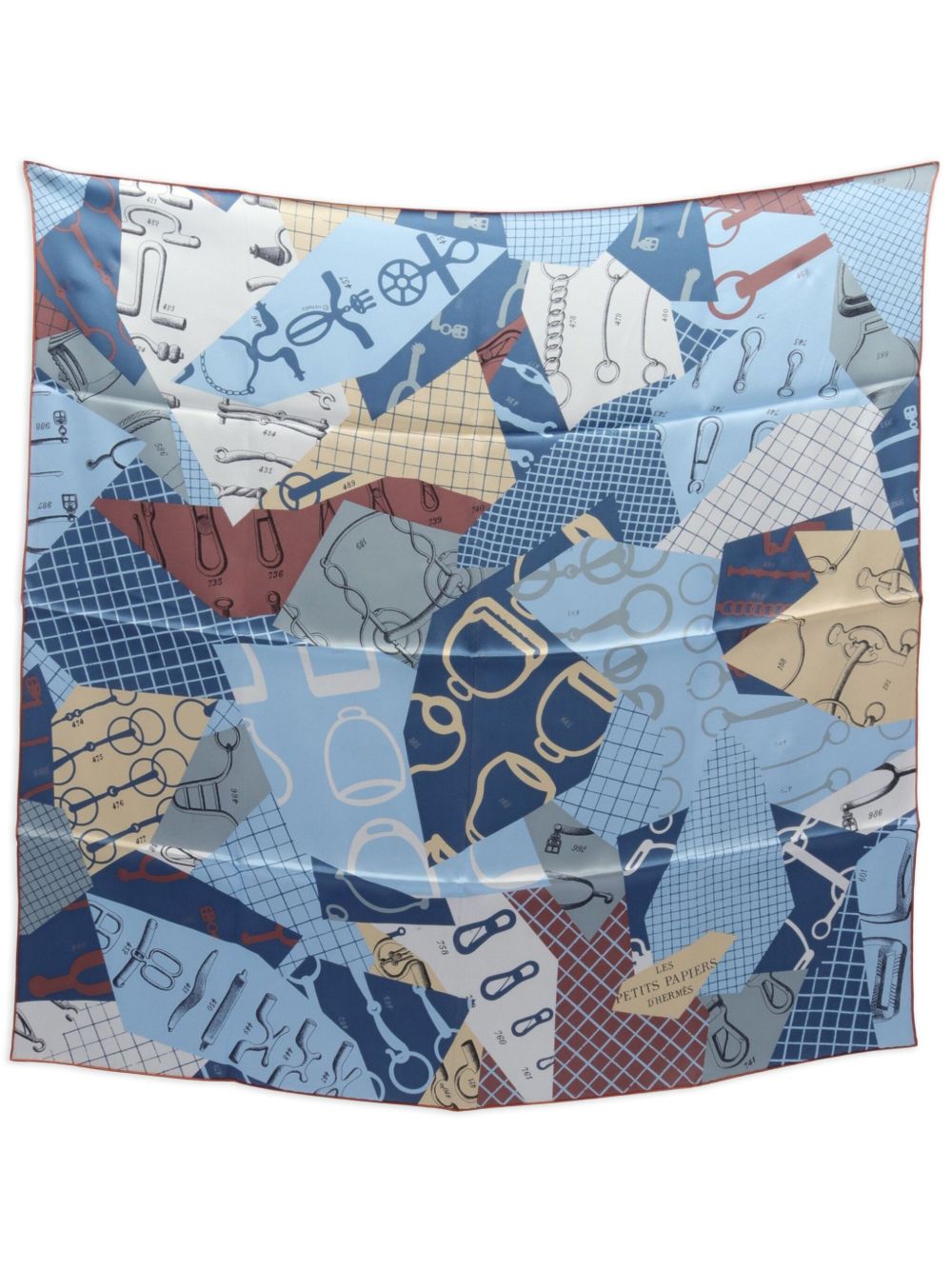 Hermès Pre-Owned Carres 65 Les Petits Papier 围巾（2010年代典藏款） - 蓝色