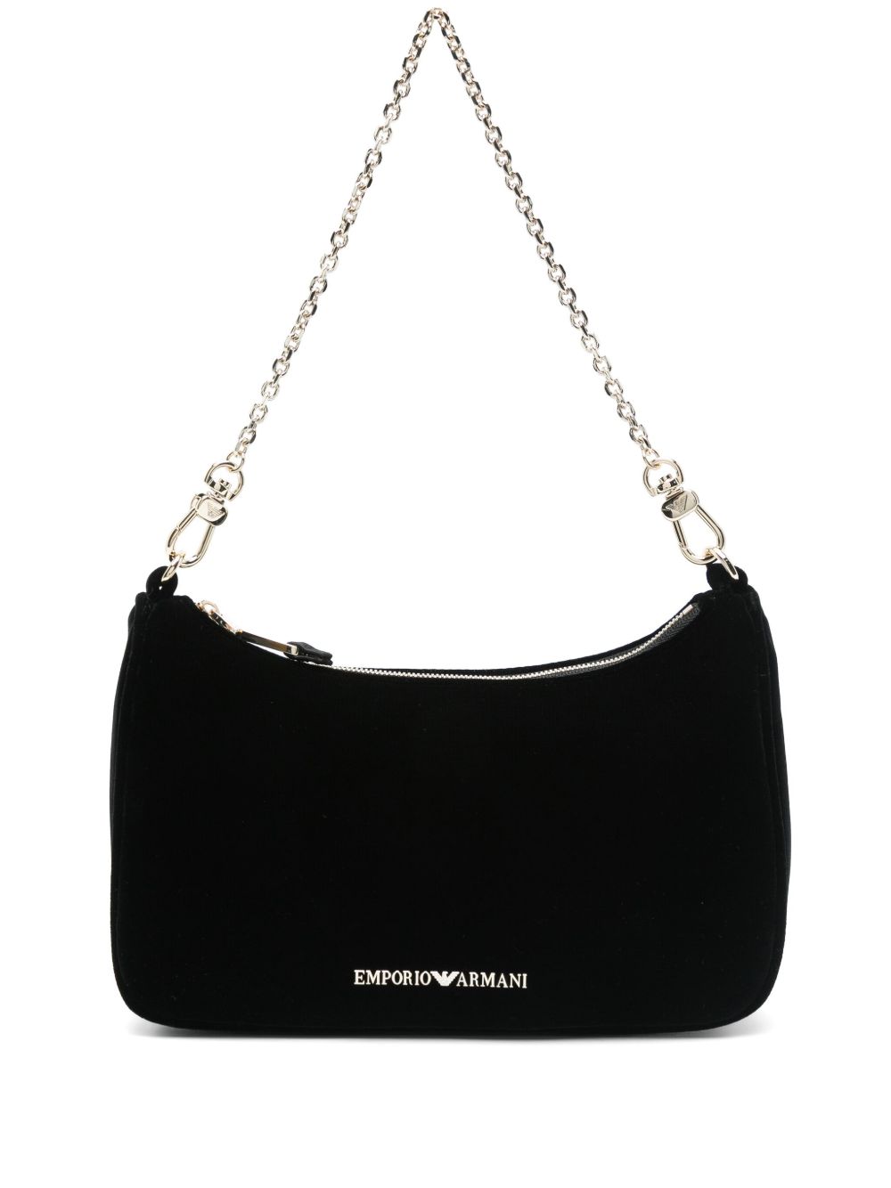 Emporio Armani 天鹅绒手提包 - 黑色