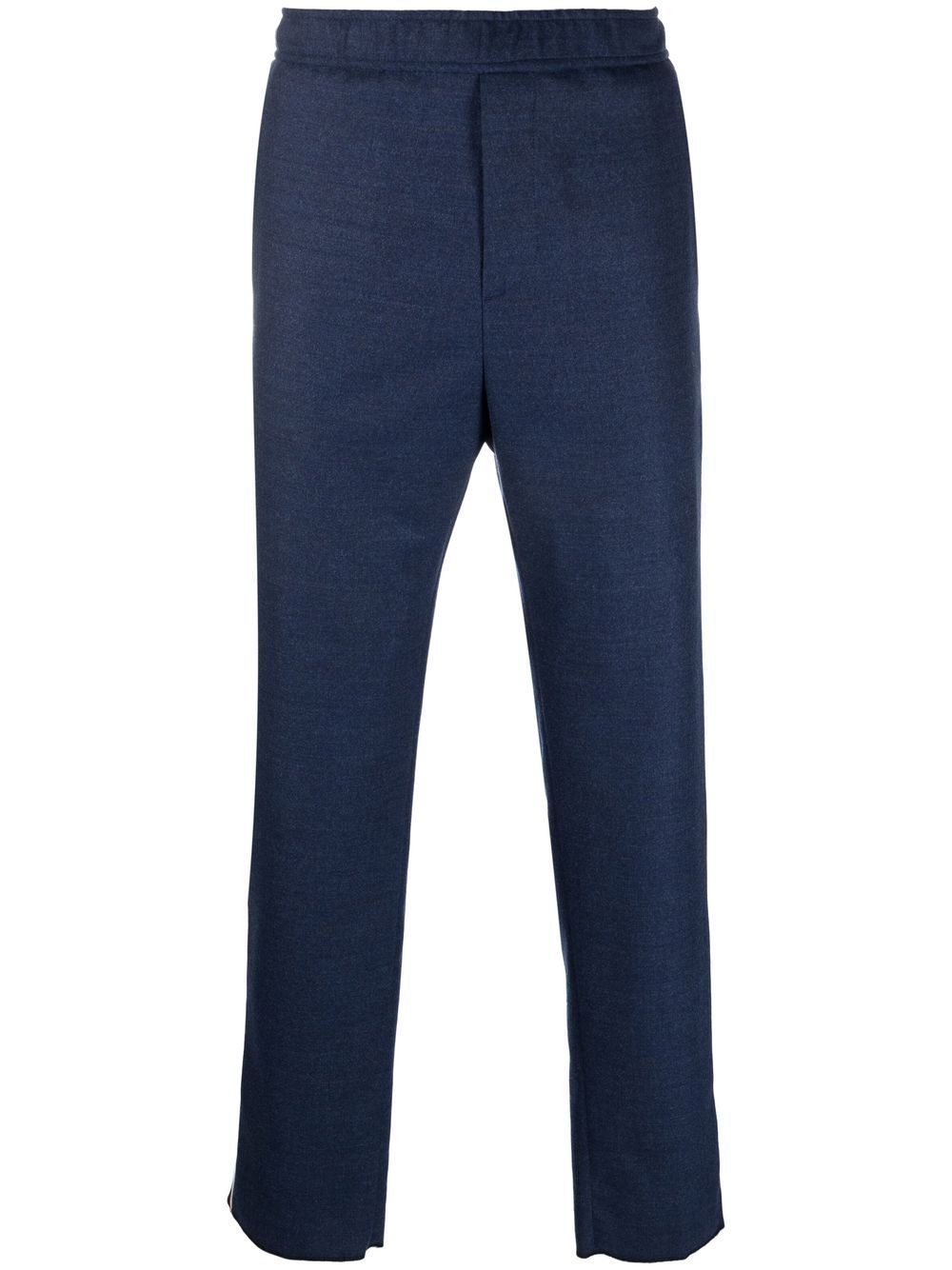 ETRO logo织带初剪羊毛长裤 - 蓝色