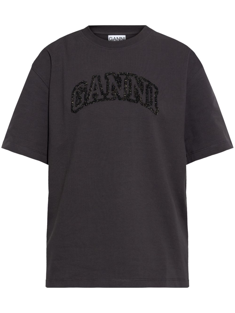 GANNI logo刺绣T恤 - 灰色