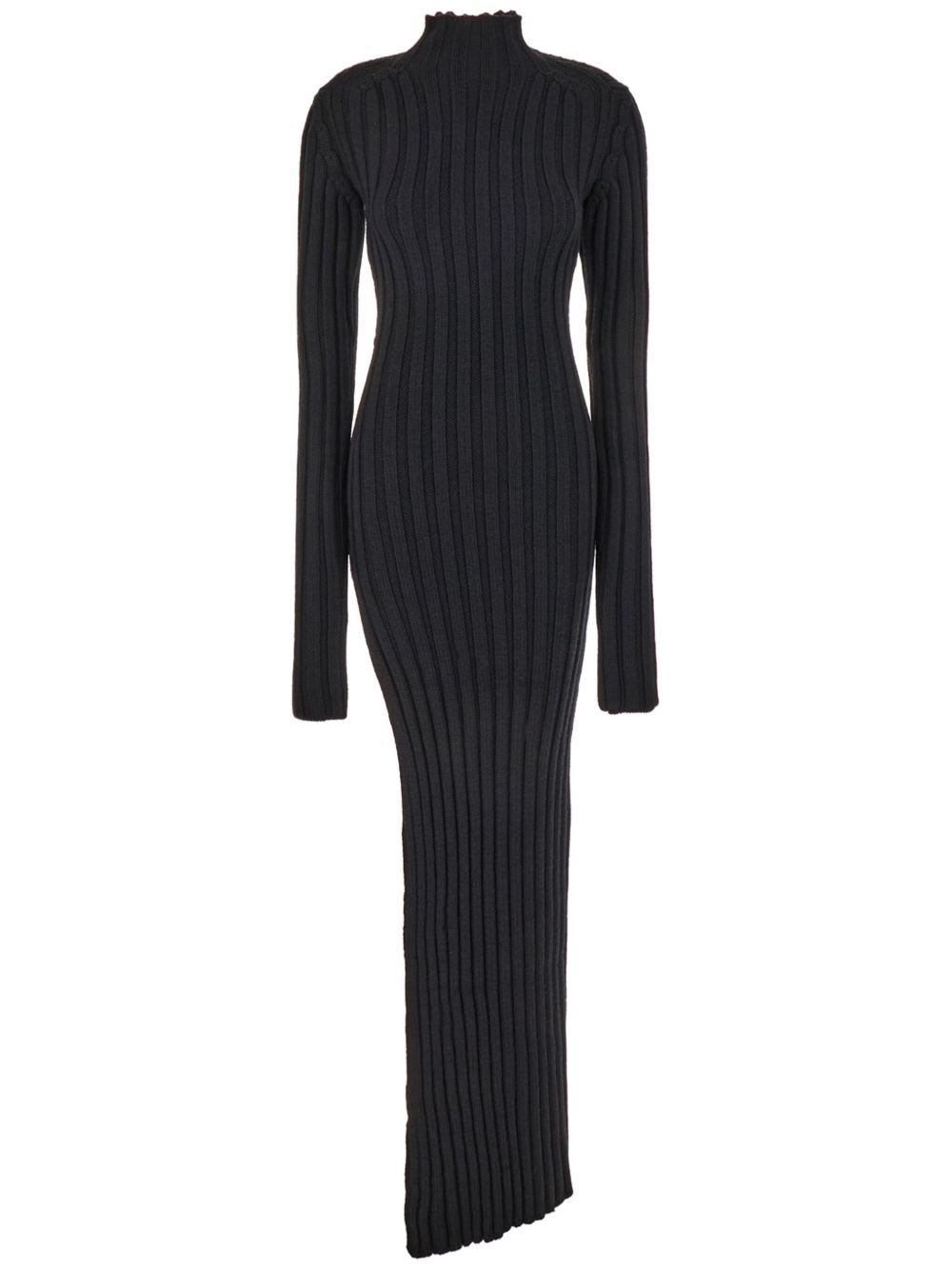 Ann Demeulemeester 罗纹羊毛连衣裙 - 黑色