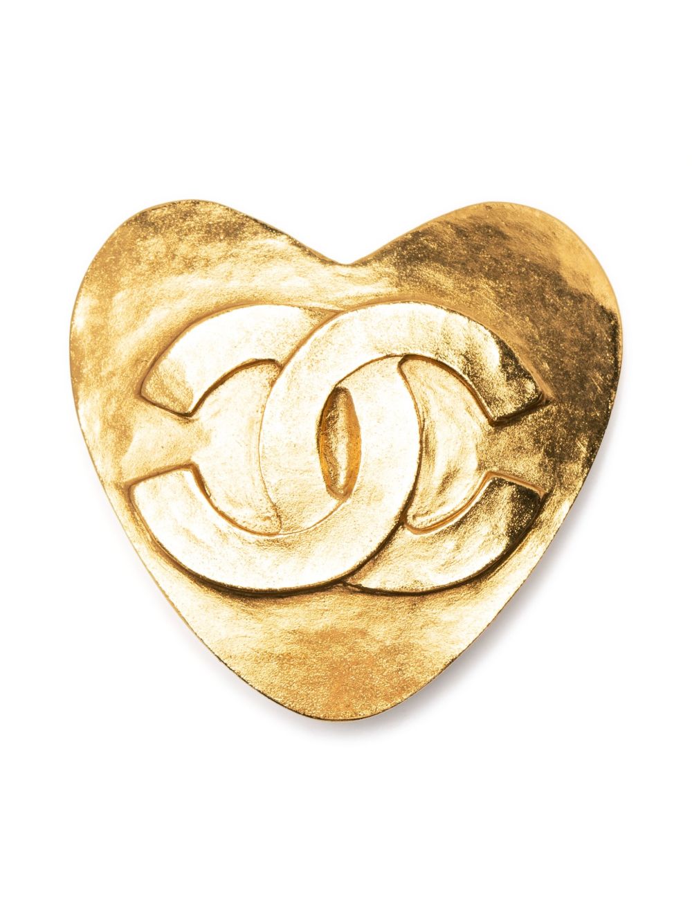 CHANEL Pre-Owned CC 心形胸针（1995年典藏款） - 金色