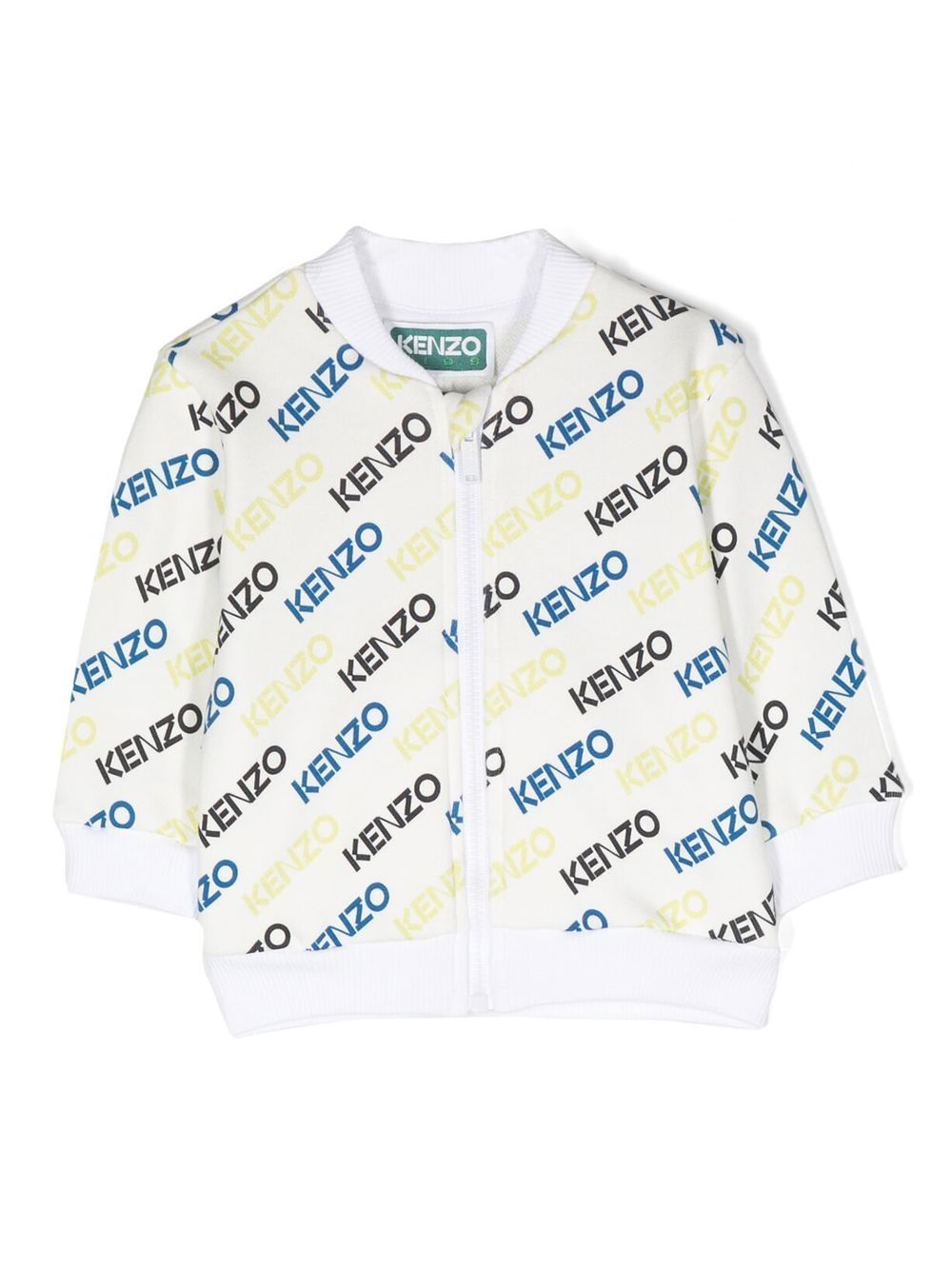 Kenzo Kids logo印花拉链开衫 - 白色