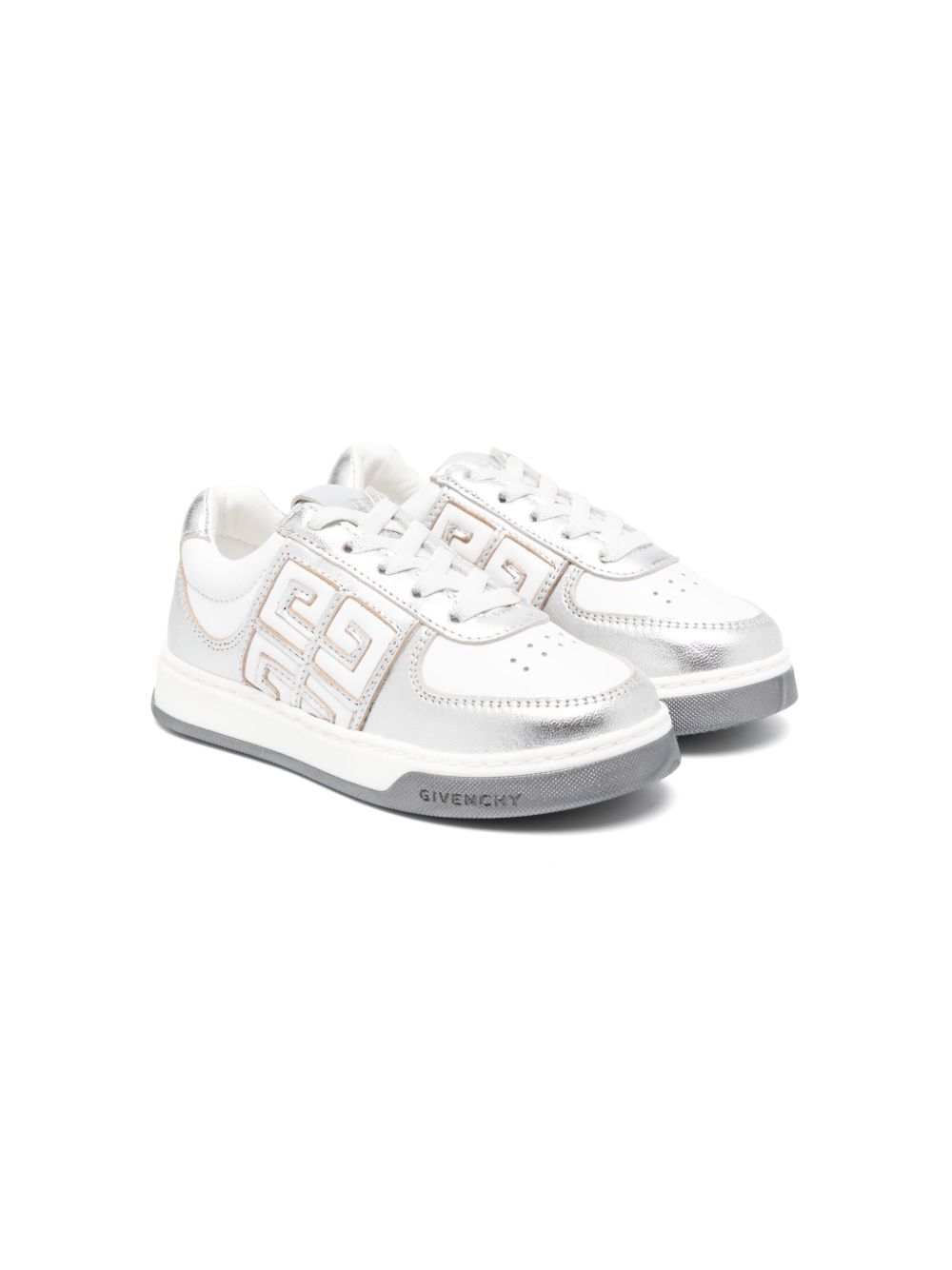 Givenchy Kids 4G 皮质板鞋 - 灰色