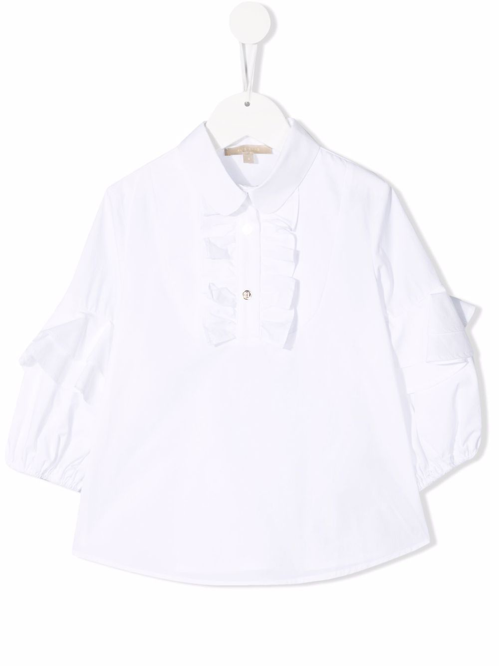 ELIE SAAB JUNIOR 荷叶边前襟棉衬衫 - 白色