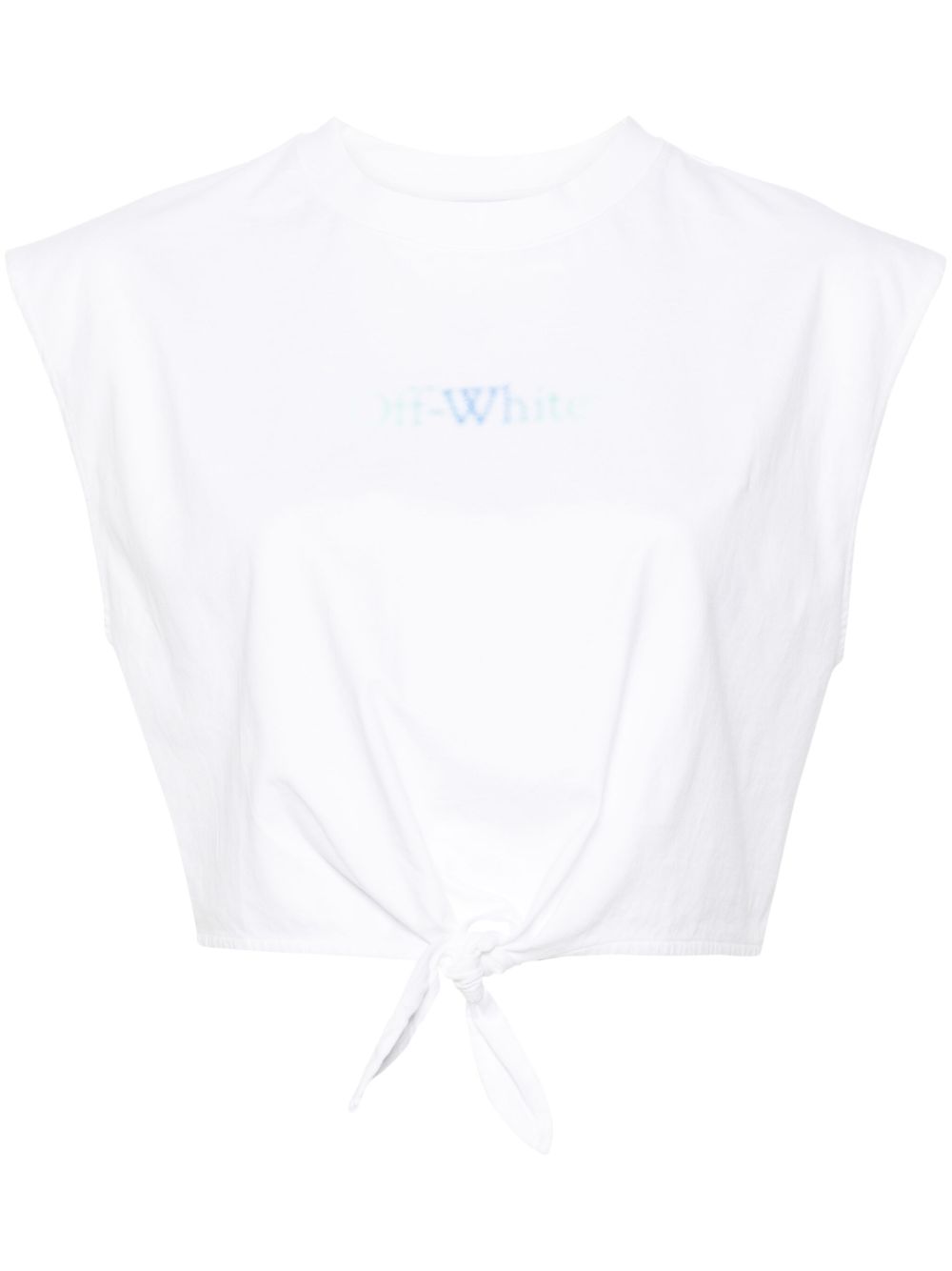 Off-White 箭头图案棉短款上衣 - 白色