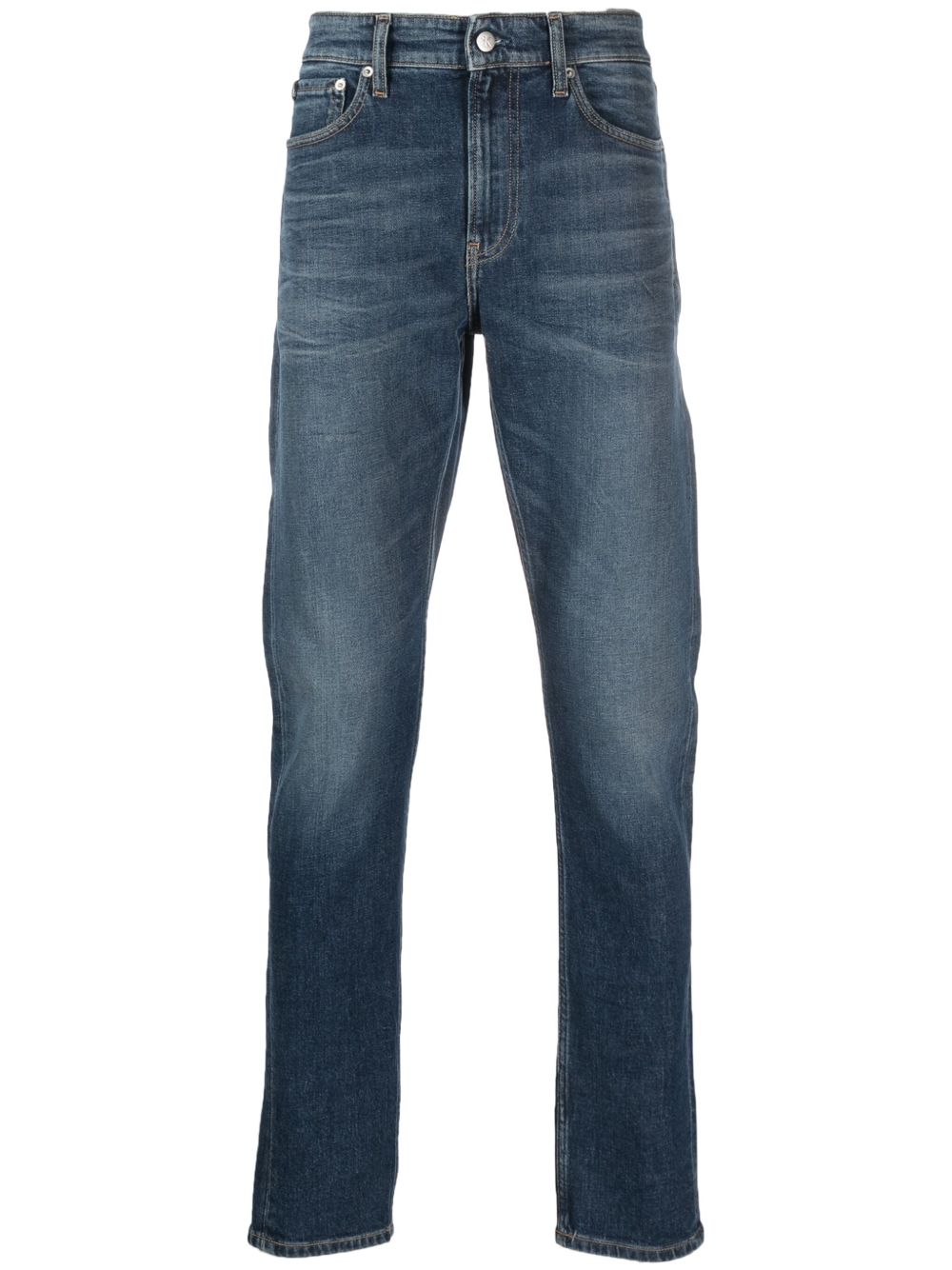 Calvin Klein Jeans 水洗效果直筒牛仔裤 - 蓝色