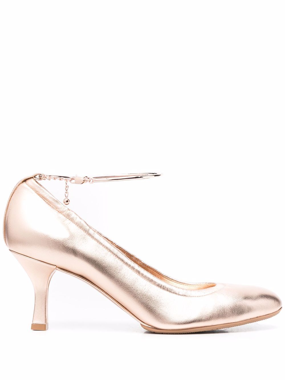 Casadei 金属感效果皮质高跟鞋 - 金色