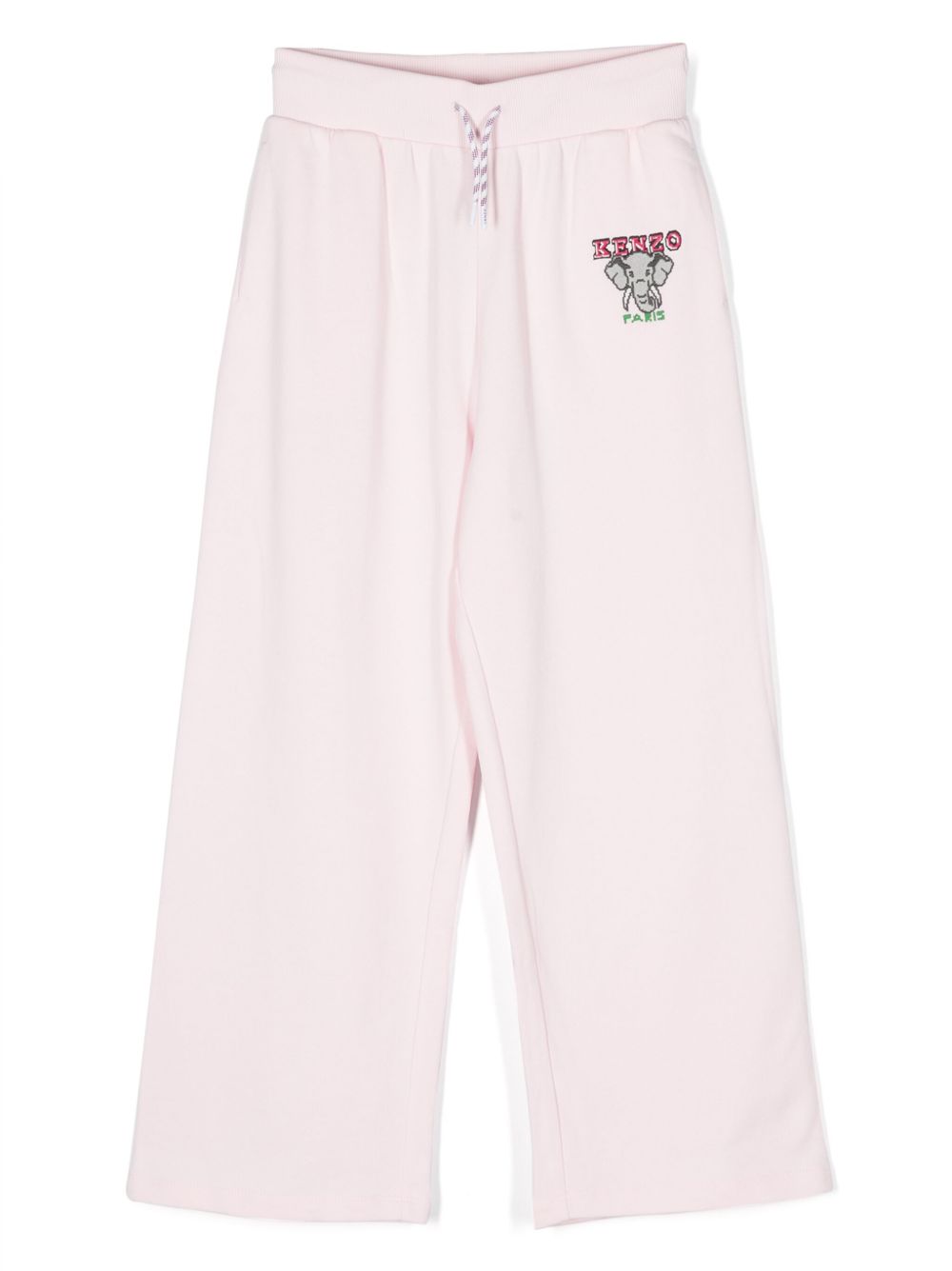 Kenzo Kids logo刺绣棉运动裤 - 粉色