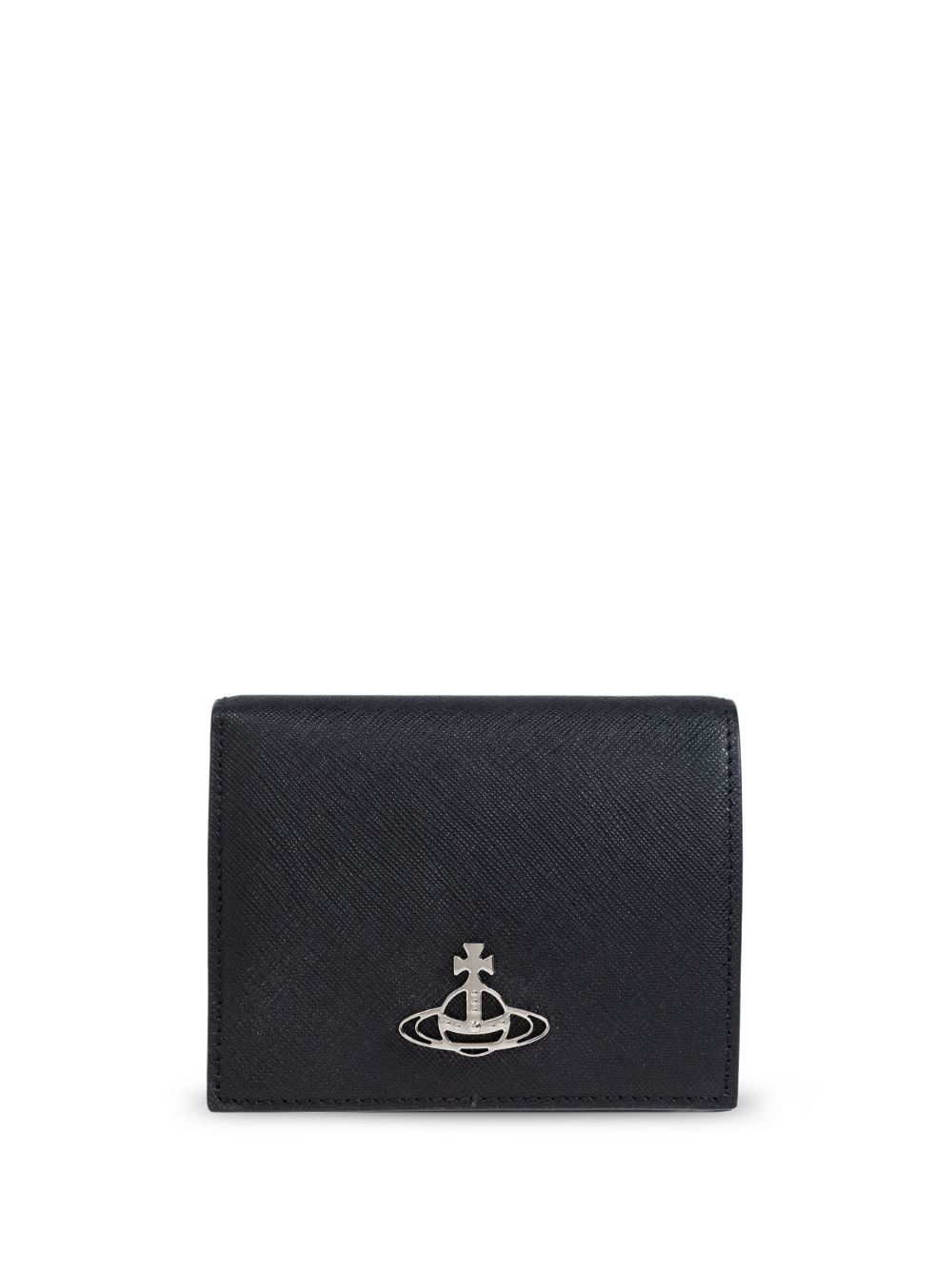 Vivienne Westwood logo标牌对折钱包 - 黑色