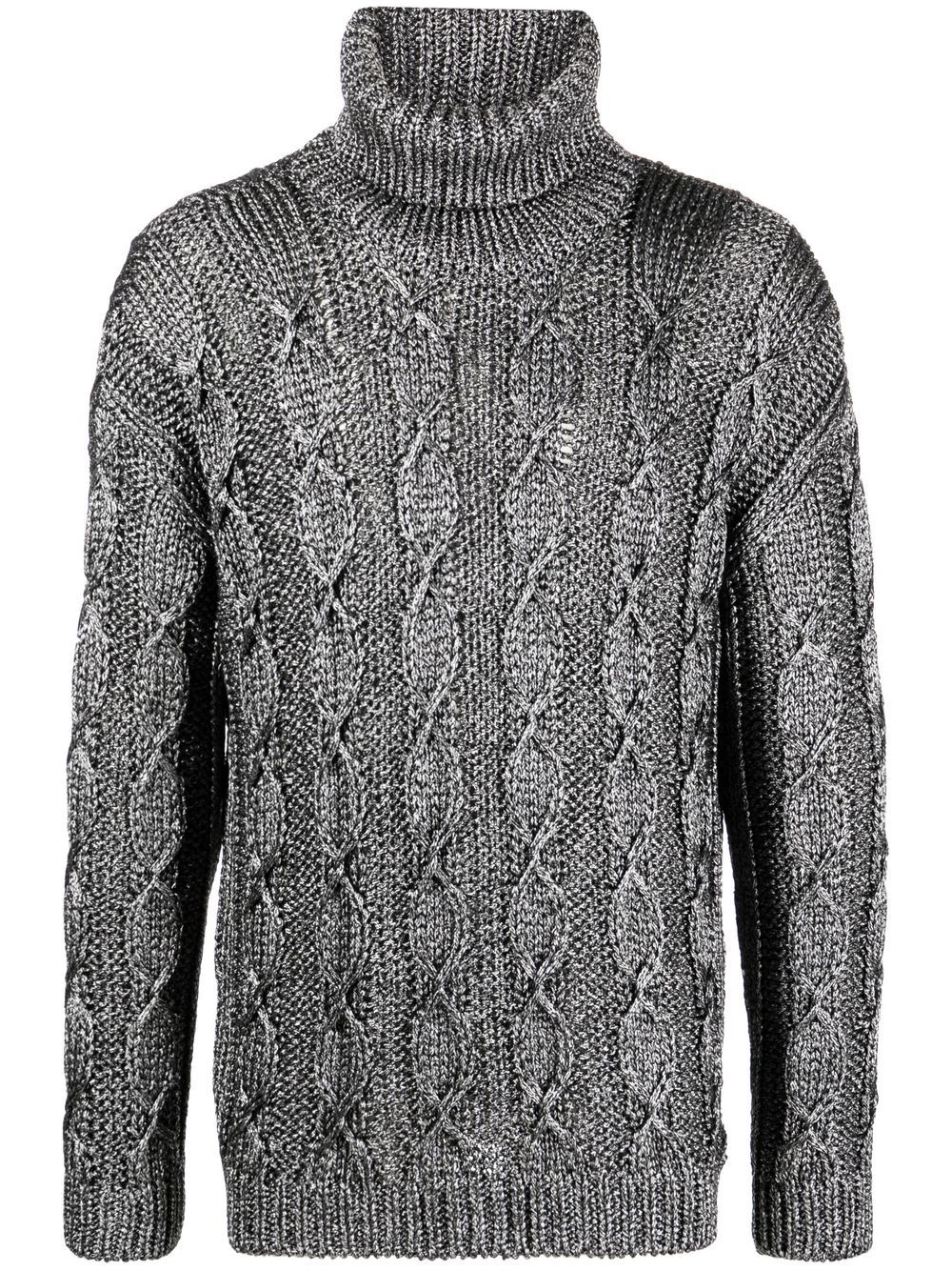 Saint Laurent 圣罗兰 粗绞花针织高领毛衣 - 灰色