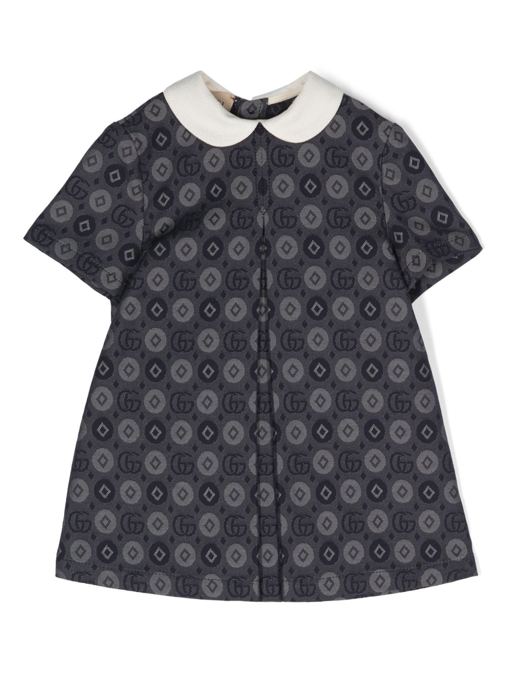 Gucci Kids Double-G 几何图案印花连衣裙 - 蓝色