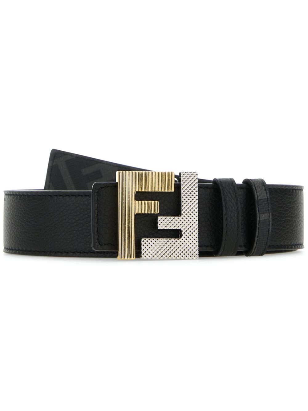 FENDI FF 图案皮质腰带 - 黑色