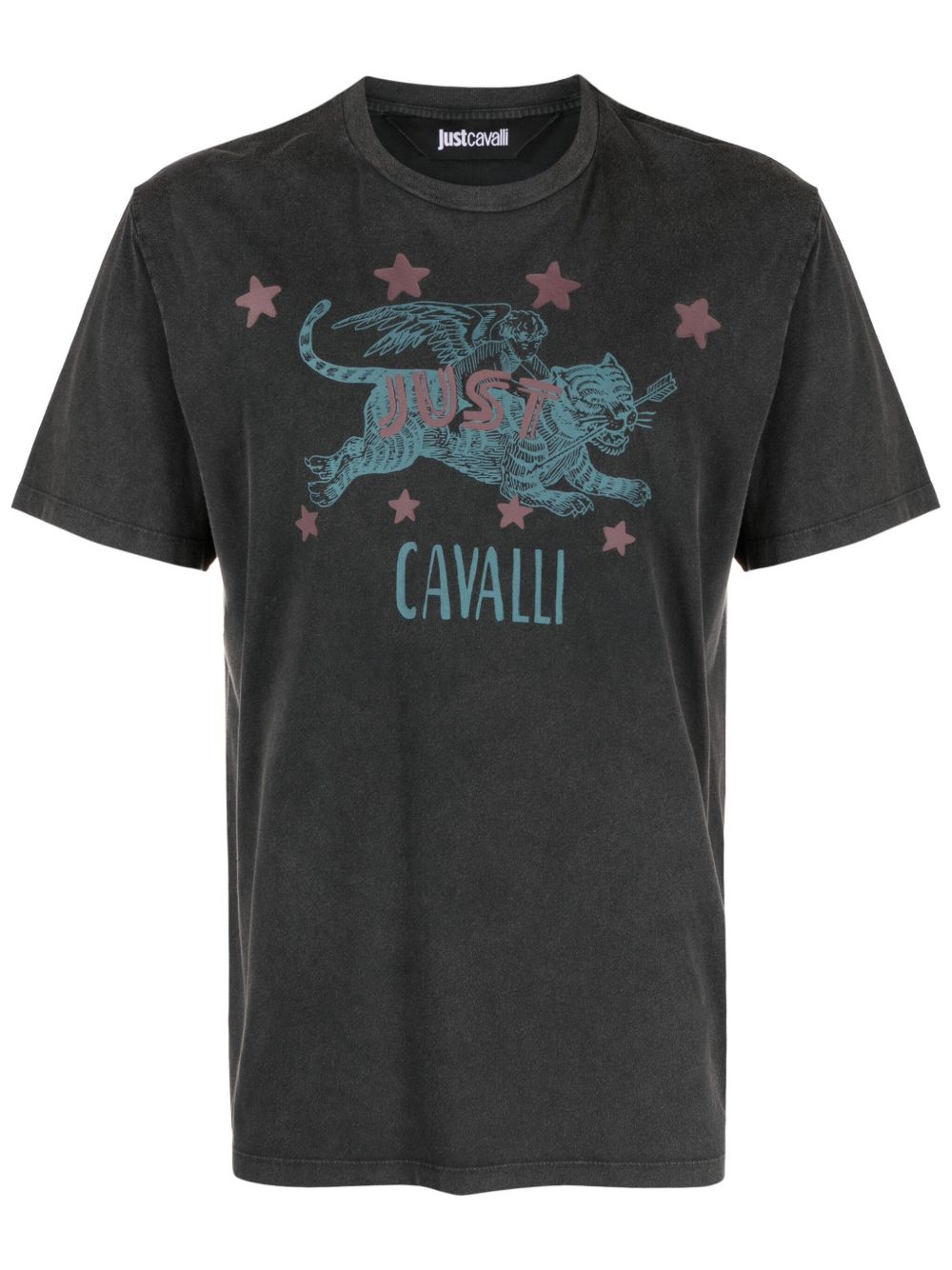 Just Cavalli 老虎印花棉T恤 - 黑色