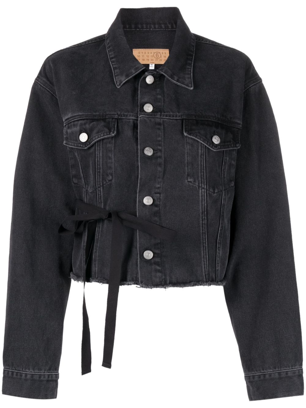 MM6 Maison Margiela 宽领磨损边牛仔夹克 - 黑色
