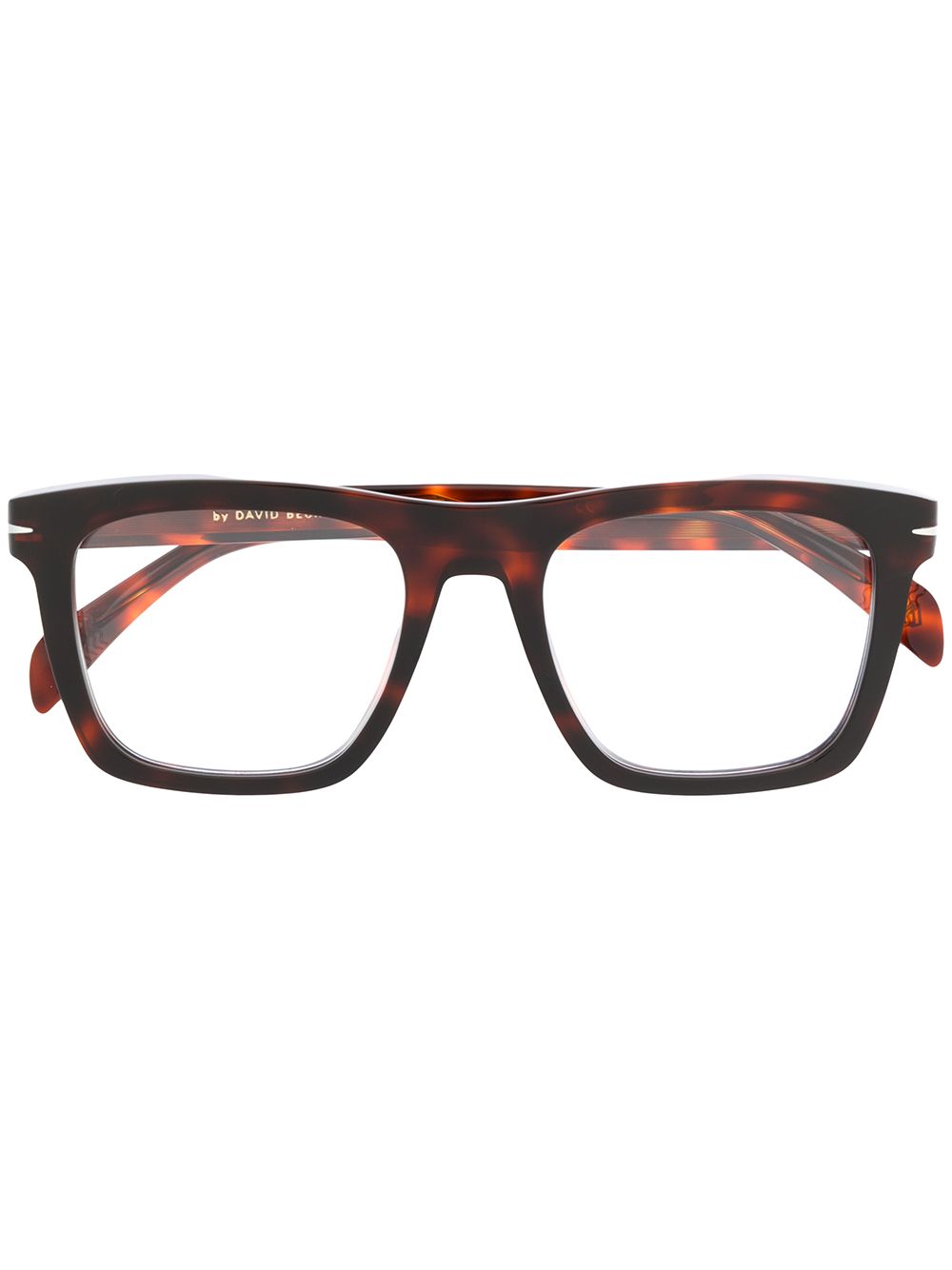 Eyewear by David Beckham 玳瑁纹长方框眼镜 - 褐色
