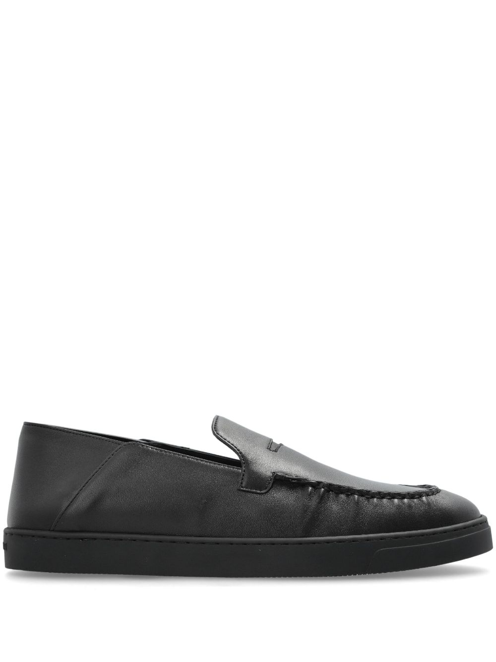 Giorgio Armani leather penny loafers - 黑色