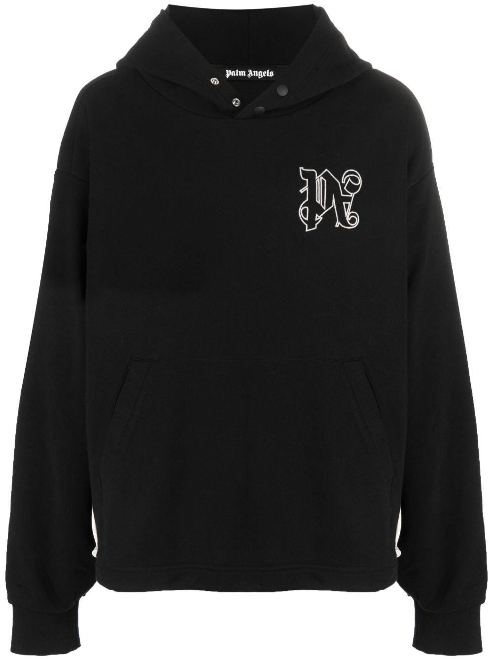 Palm Angels logo印花棉连帽衫 - 黑色