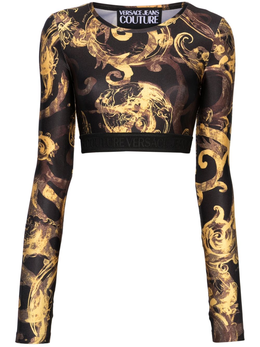 Versace Jeans Couture 巴洛克印花短款上衣 - 黑色