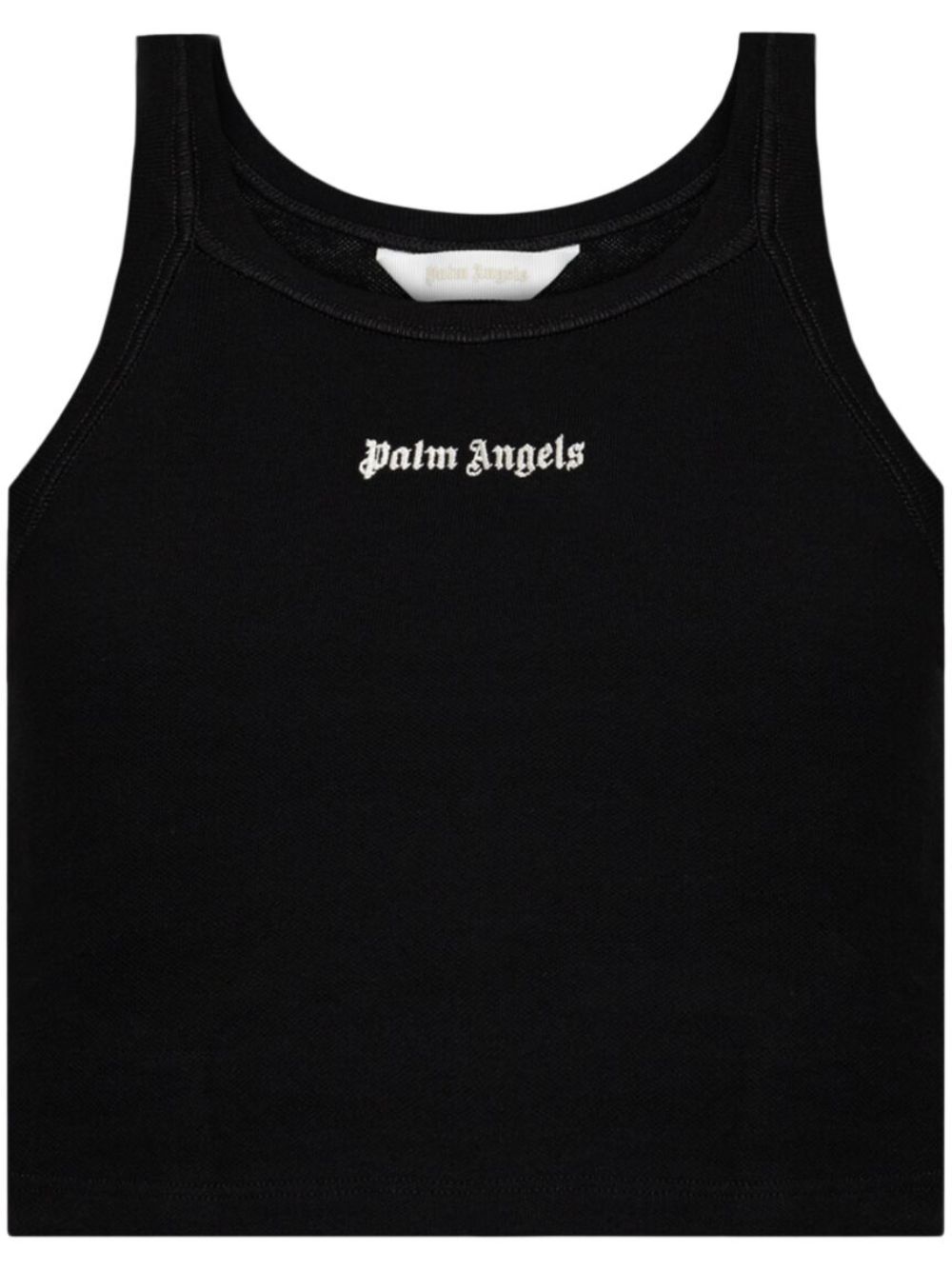 Palm Angels logo刺绣罗纹坦克背心 - 黑色