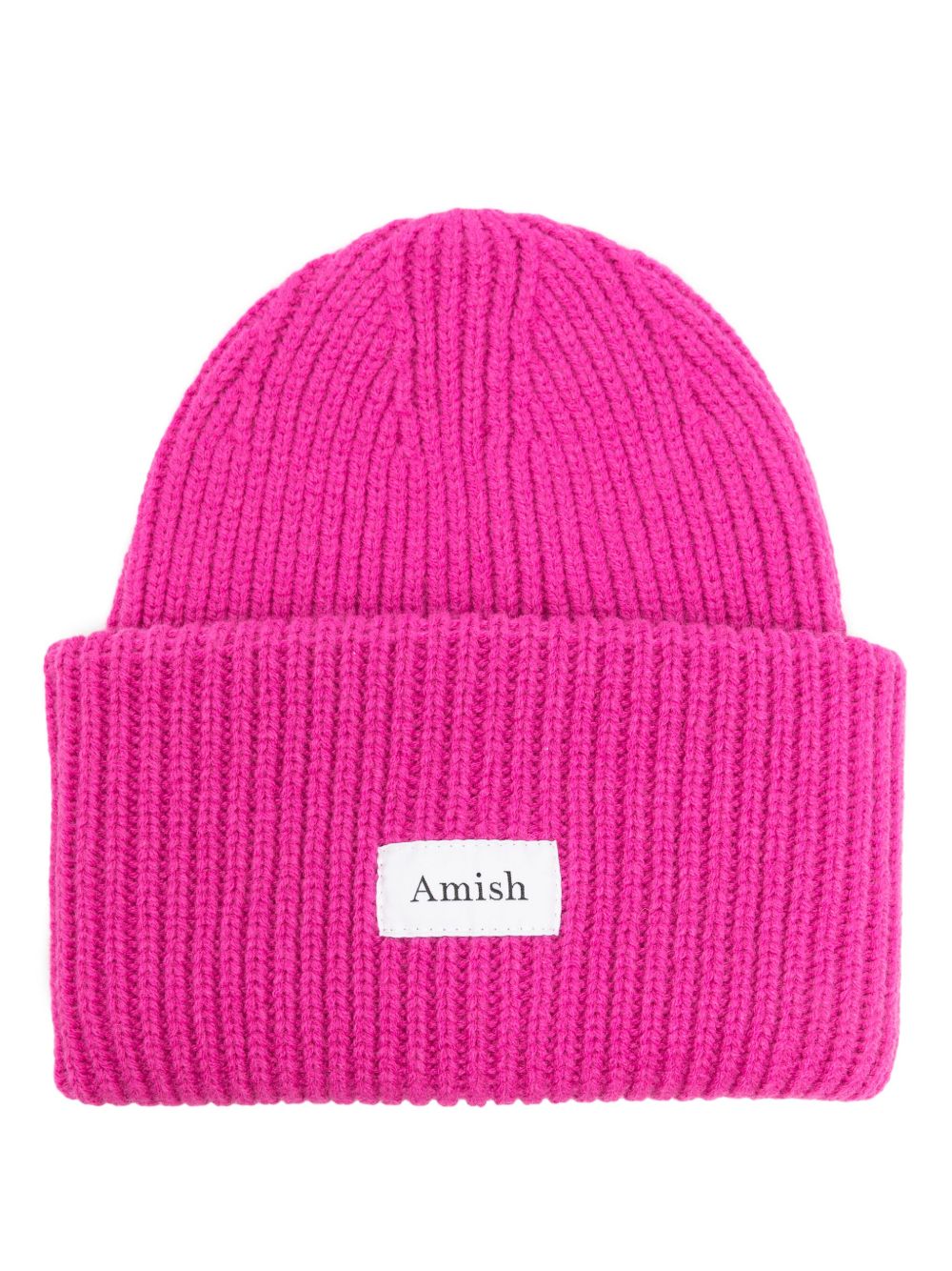 AMISH 标贴罗纹套头帽 - 粉色